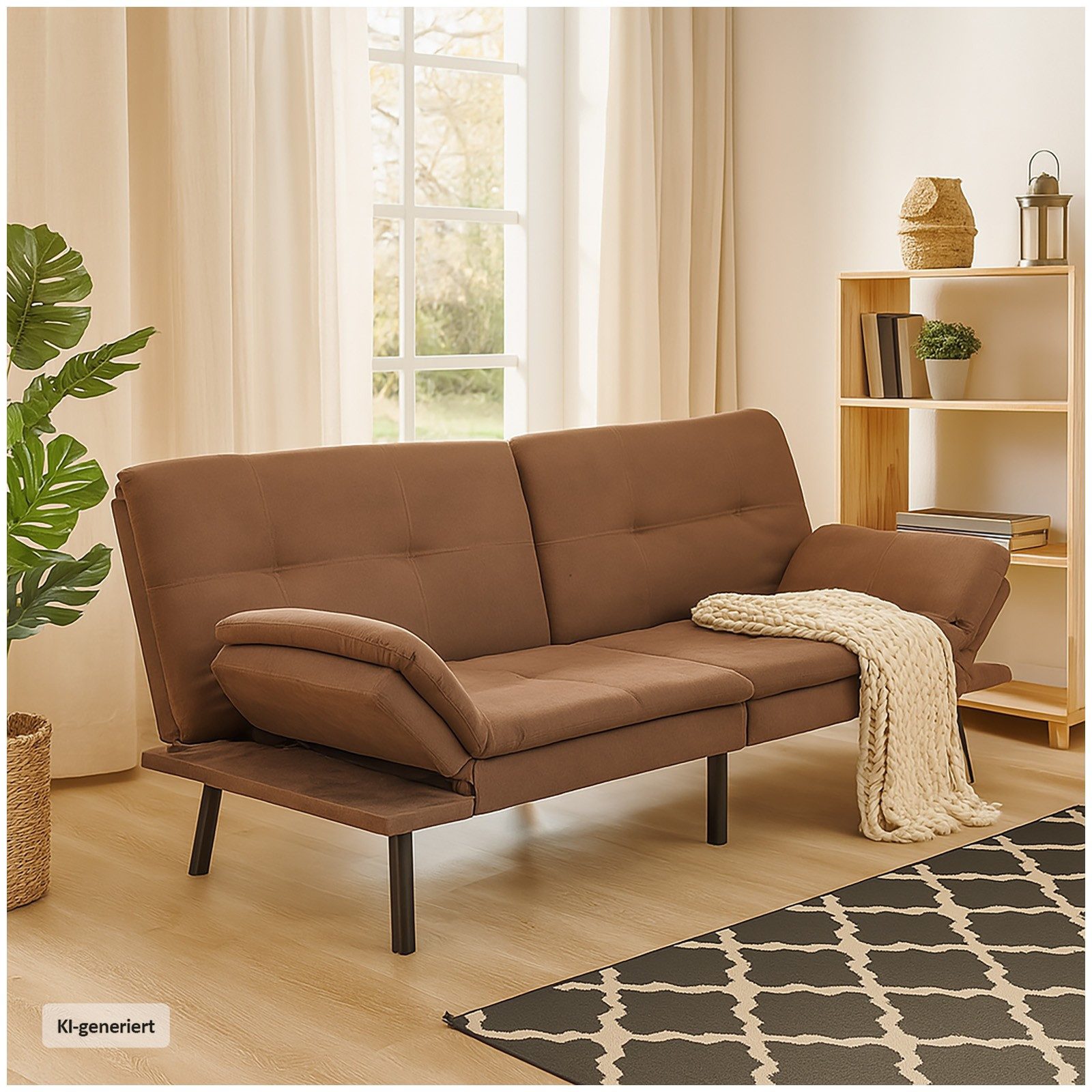 2-Sitzer Sofa mit verstellbaren Armlehnen Braun