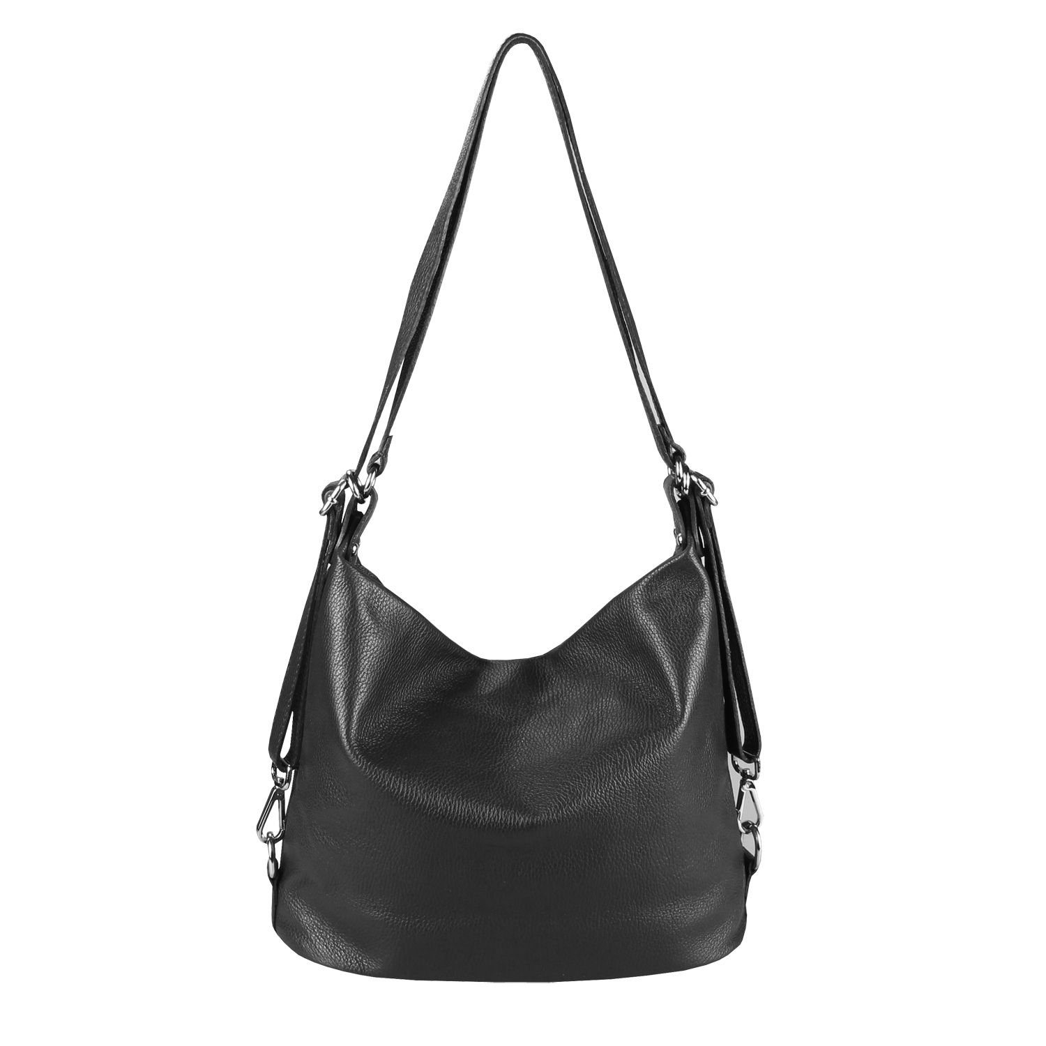ITALYSHOP24 Rucksack Made in Italy Damen Leder Daypack Backpack Tasche Schultertasche Reise, 5* PREMIUM Shopper Lederrucksack Umhängetasche Brust Tagesrucksack Bag