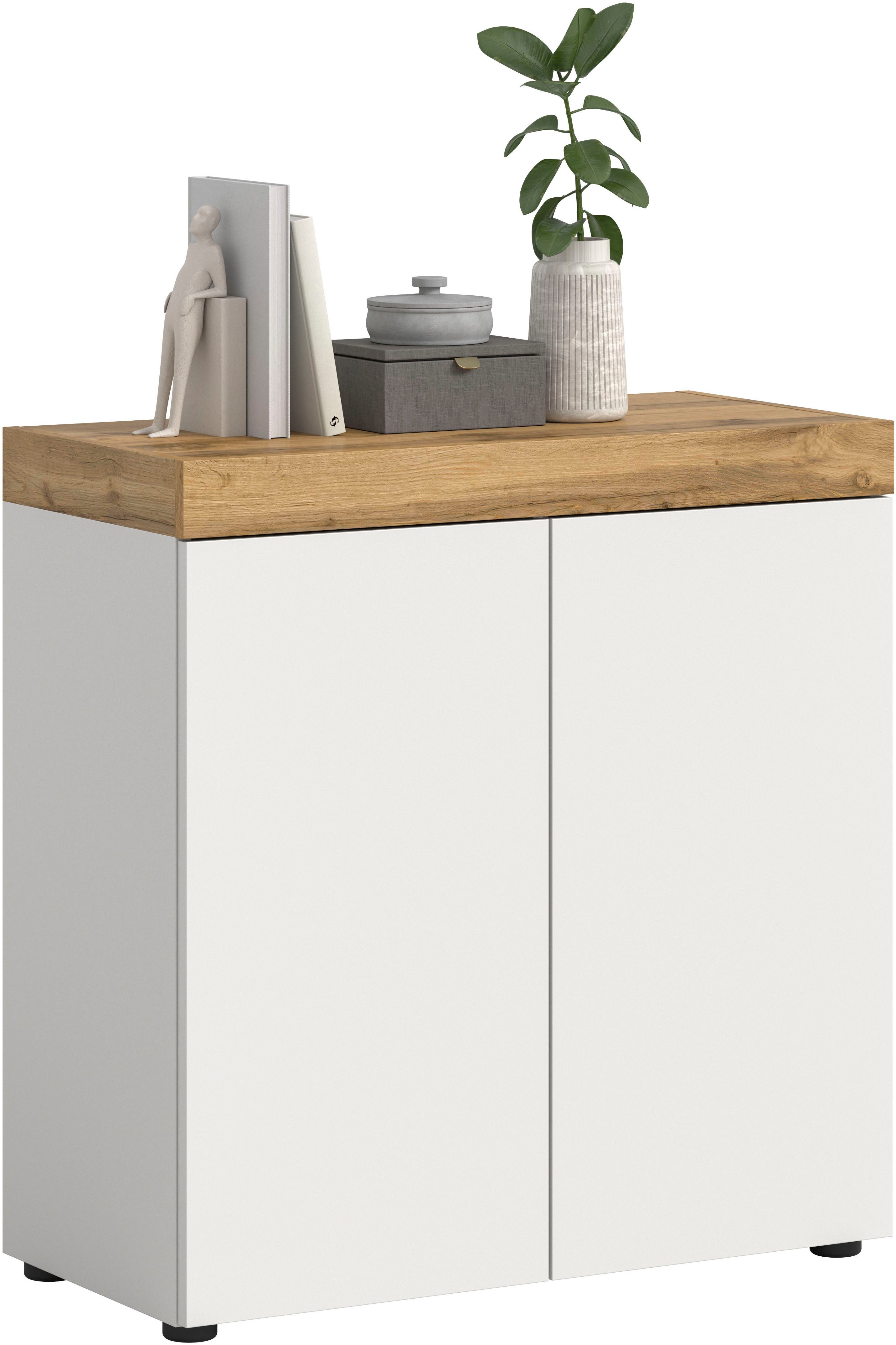 OTTO home Kommode MAMBO, TOPSELLER!, Breite 77cm, 2 Türen, 4 Fächer, push-2-open (1 St., 2 farbige Ausführung, in verschiedenen Farben erhältlich), Kommode, Anrichte, Wohnzimmer, Schlafzimmer