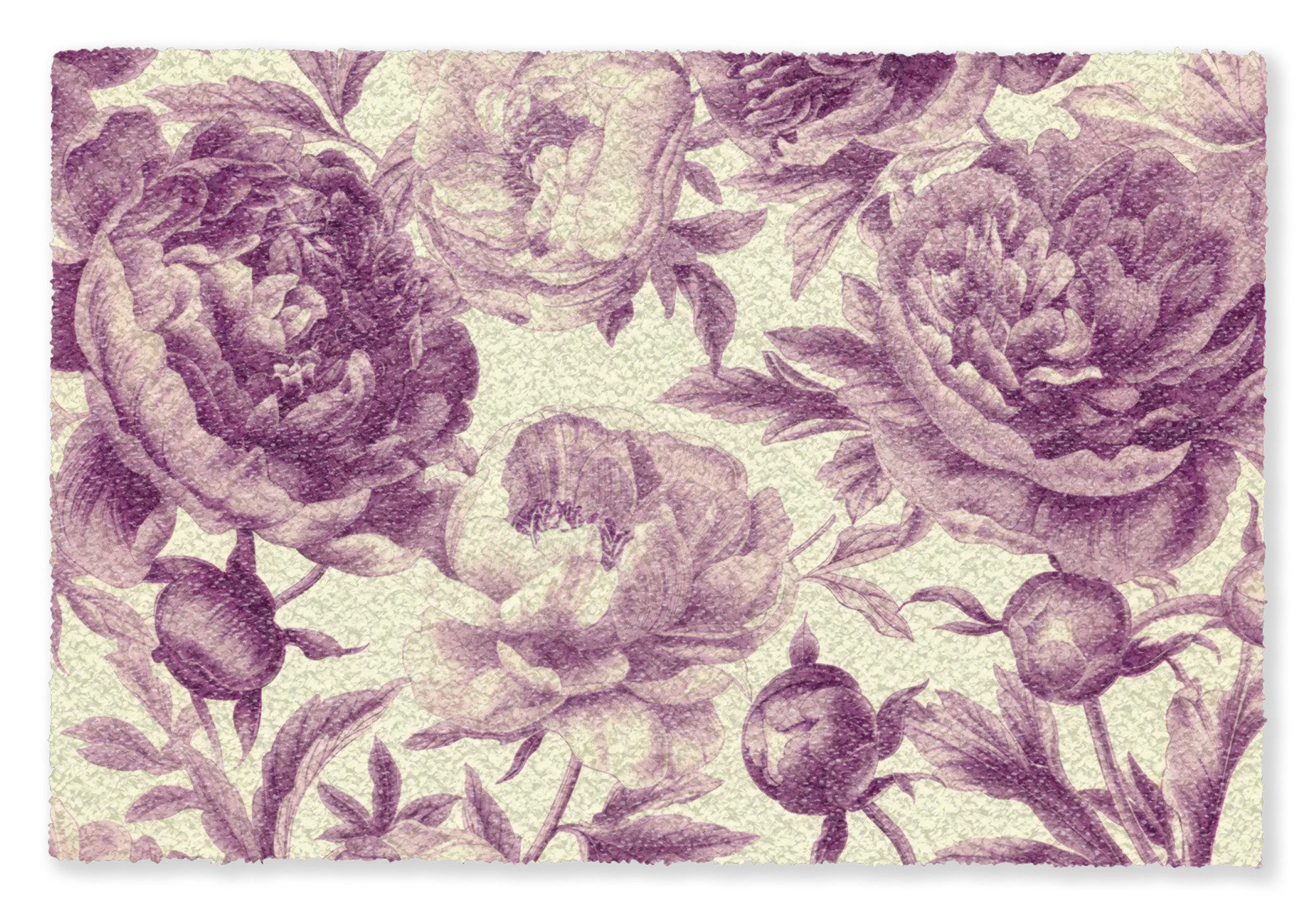 MuchoWow Fußmatte Blumen - Muster - Lila - Beige, Rechteckig, innen Schmutzfangmatte, Tür, Schmutzfänger Flur, Teppich 60x40 cm