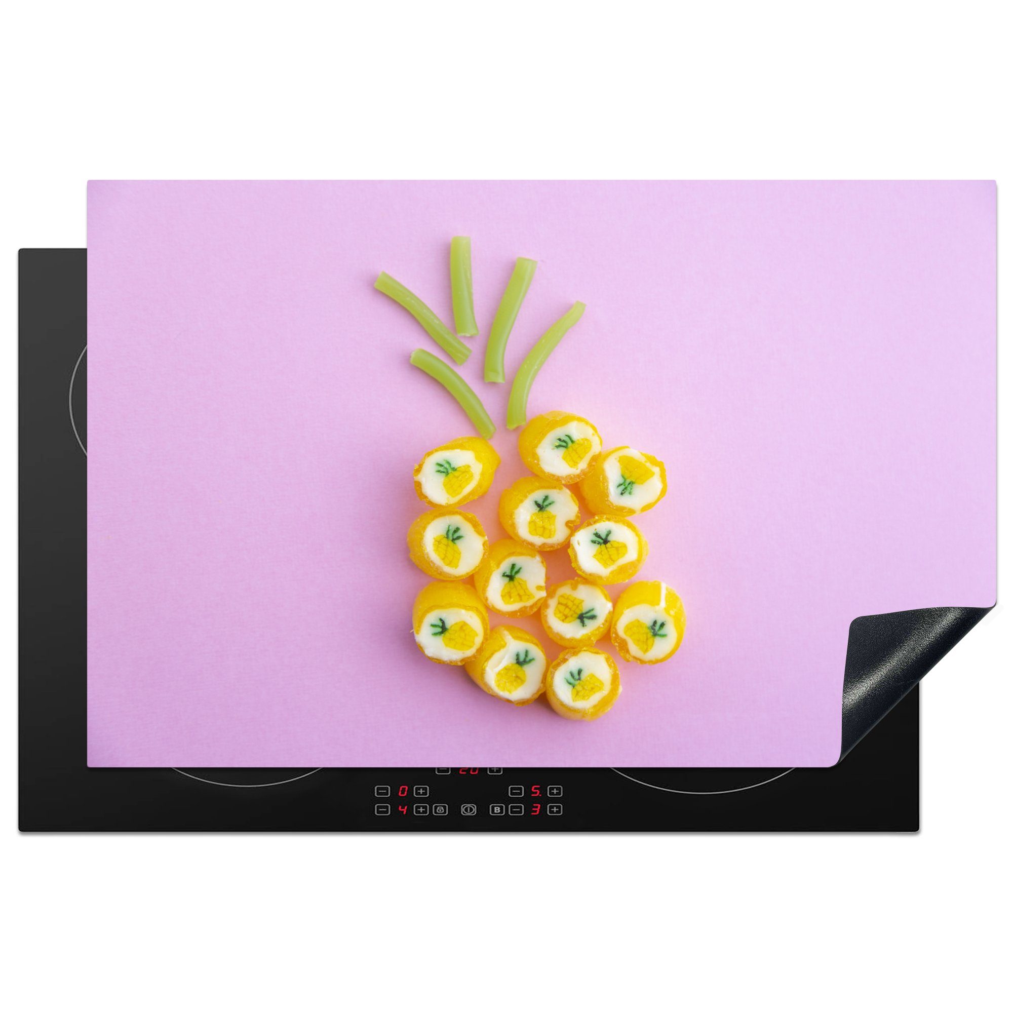 MuchoWow Herdblende-/Abdeckplatte Süße in Form einer Ananas, Vinyl, (1 tlg), 81x52 cm, Induktionskochfeld Schutz für die küche, Ceranfeldabdeckung