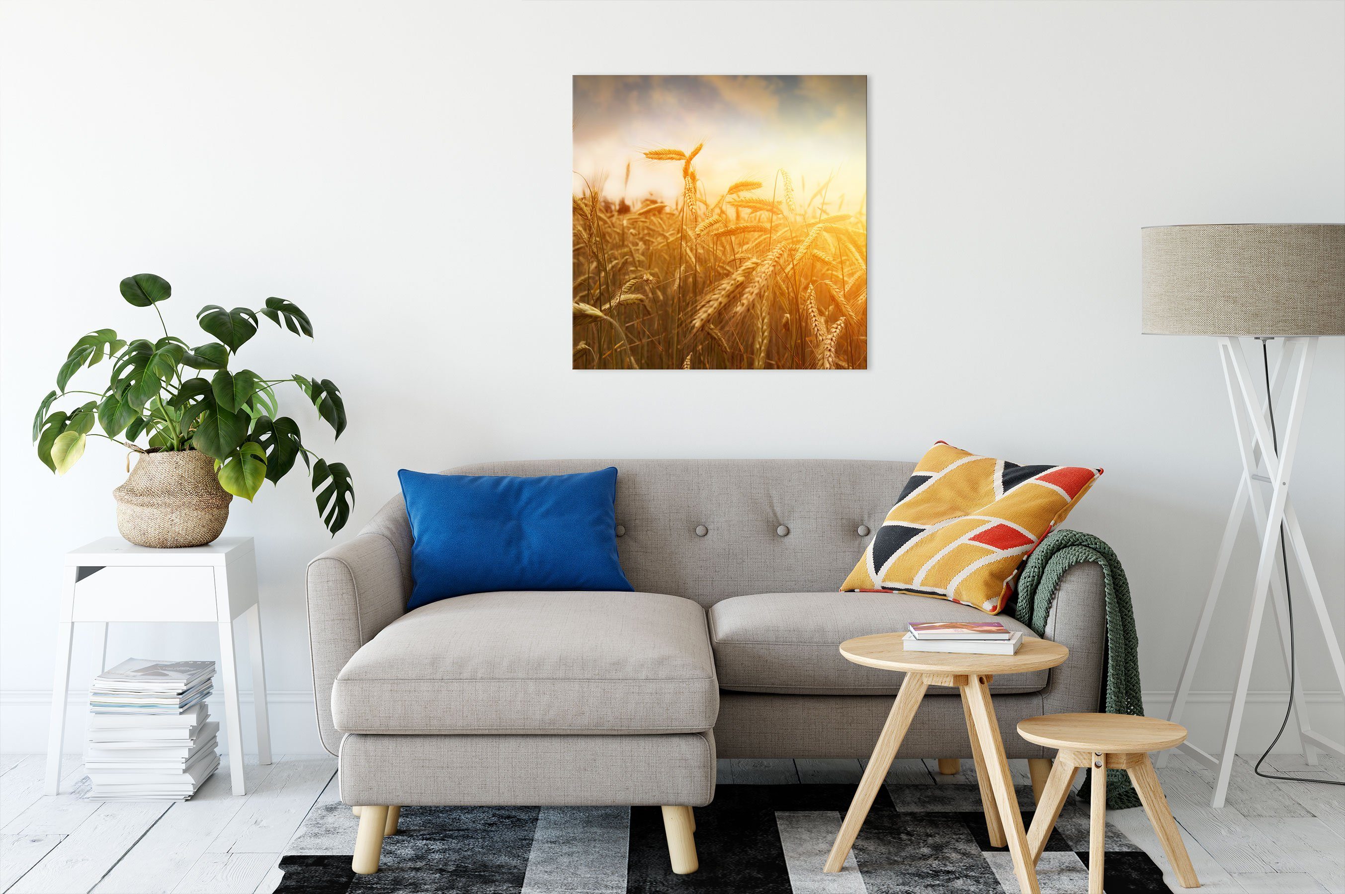 Leinwandbild Leinwandbild (1 fertig im Getreide im St), Pixxprint bespannt, Getreide inkl. Sonnenlicht Zackenaufhänger Sonnenlicht,