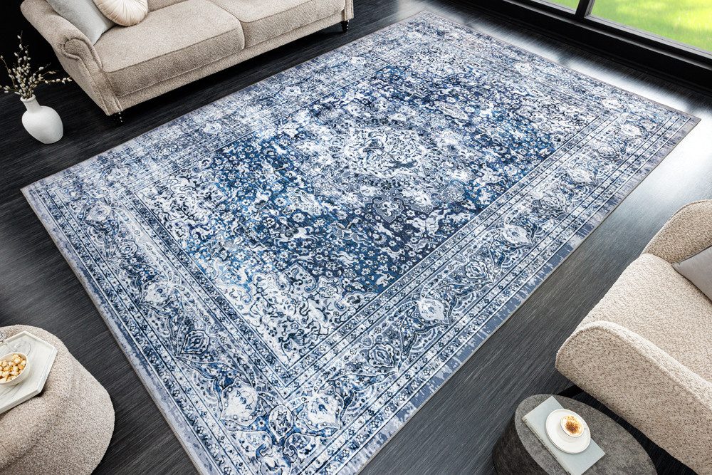 riess-ambiente Designteppich OLD MARRAKESCH 230x160cm grau blau · orientalischer Kurzflor-Teppich, rechteckig, Höhe: 8 mm, Wohnzimmer · Fußbodenheizung-geeignet · Indoor · pflegeleicht