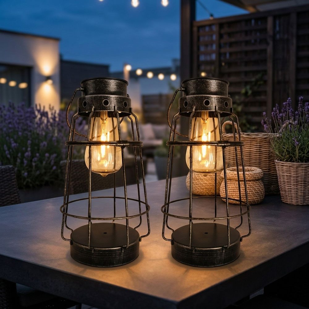 NOWA LED Solarleuchte, LED-Leuchtmittel fest verbaut, Warmweiß, Laterne Silber Solarlampen für Außen Outdoor Laterne