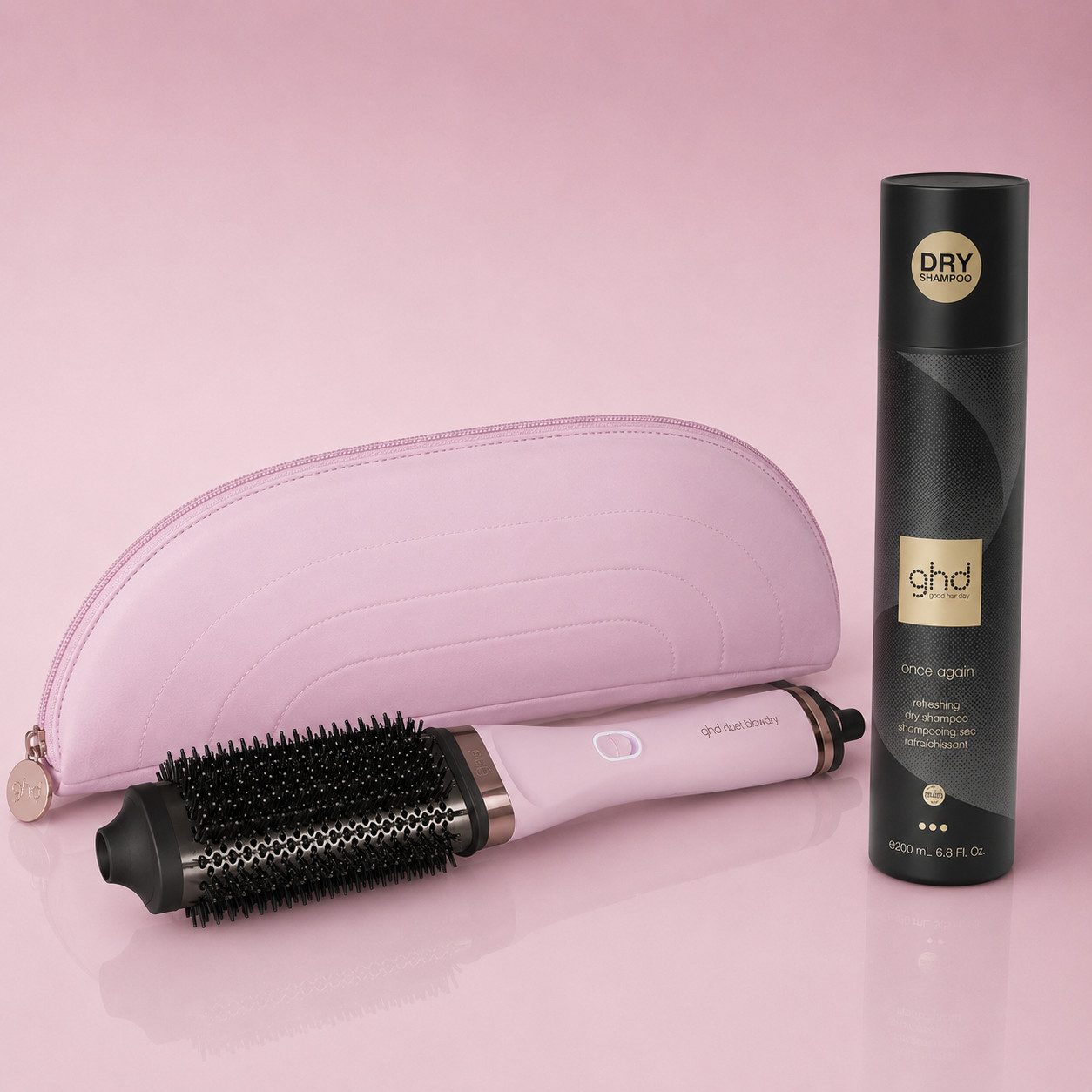GHD Elektrohaarbürste Duet Blowdry Pink Sorbet Set inkl. Once Again Dry Shampoo, Für voluminöse Blowouts, langanhaltende Frische und glänzendes Haar.