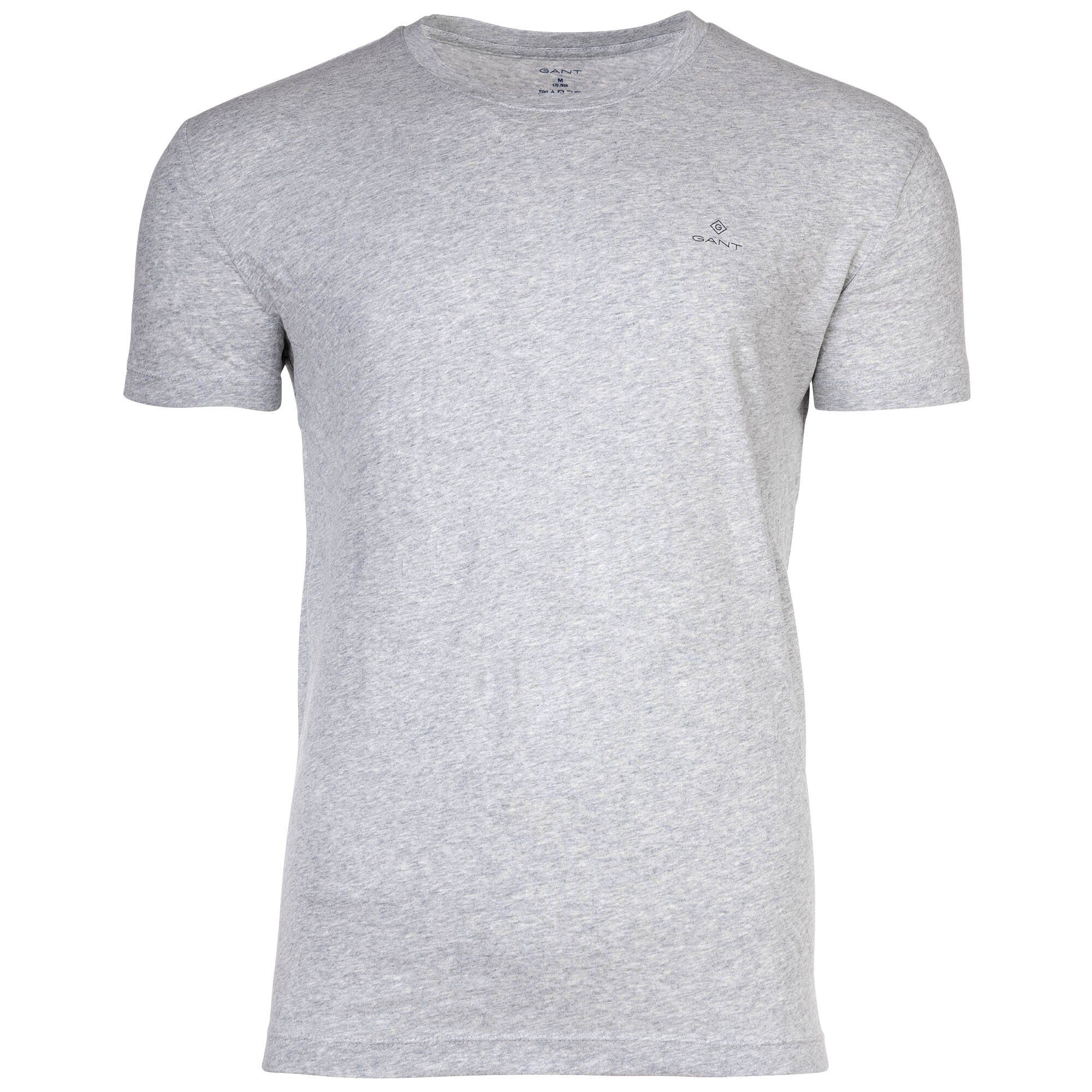 T-Shirt Grau/Weiß Herren Pack - Gant Crew Rundhals, 2er T-Shirt, Neck