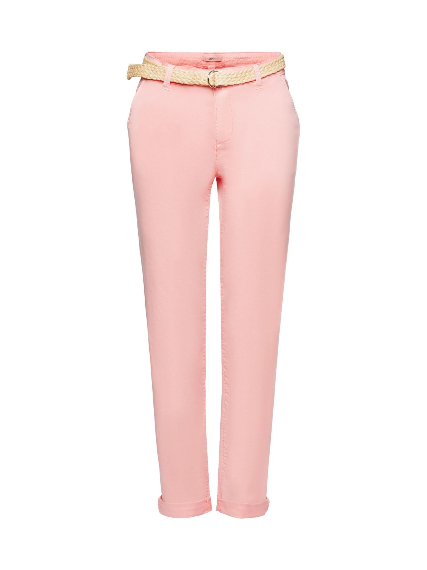 Esprit Chinohose Leichte Stretch-Chino mit Gürtel PINK