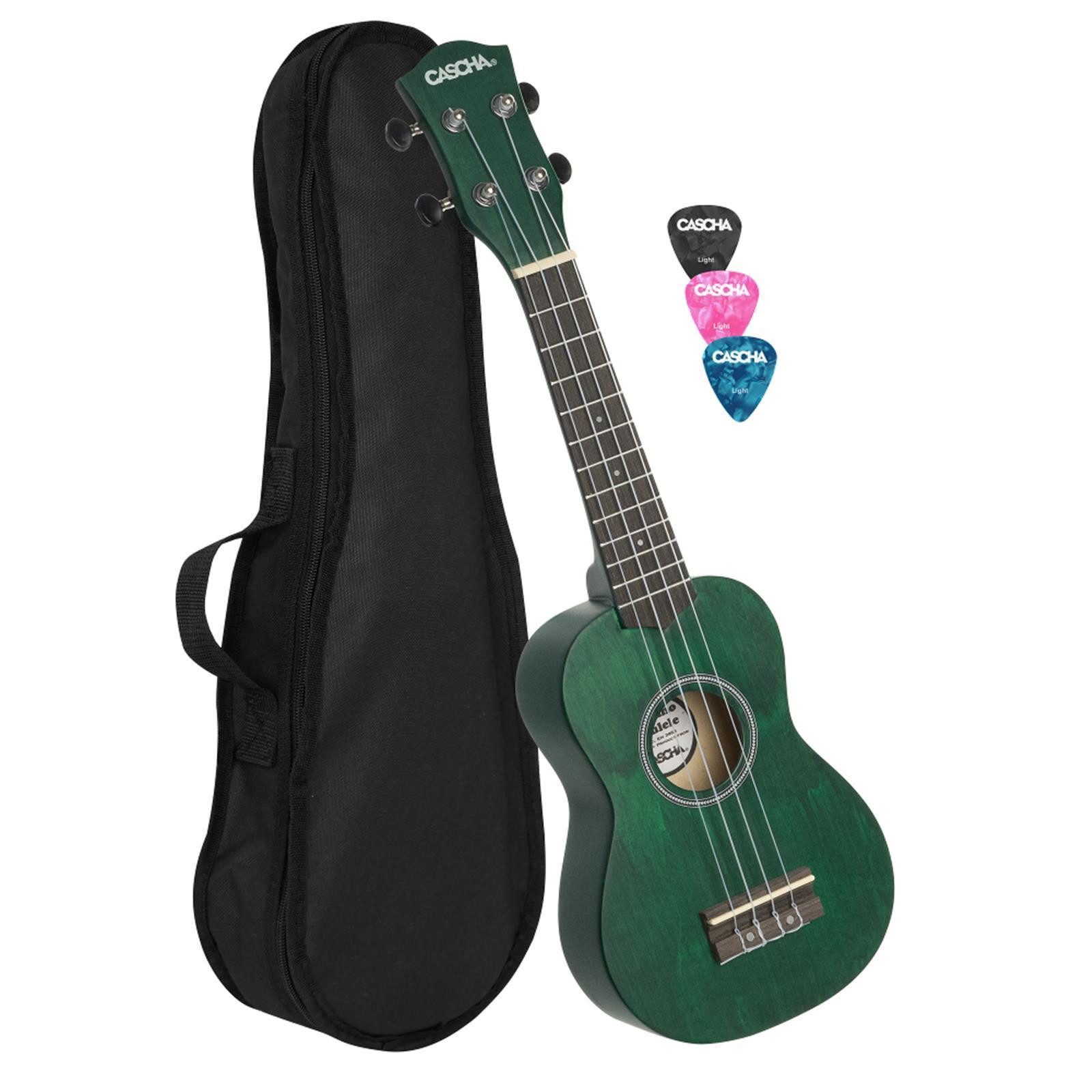 Cascha Ukulele Cascha HH3963 Sopran Ukulele-Set Grün, Set, inkl. Tasche und 3 Plektren