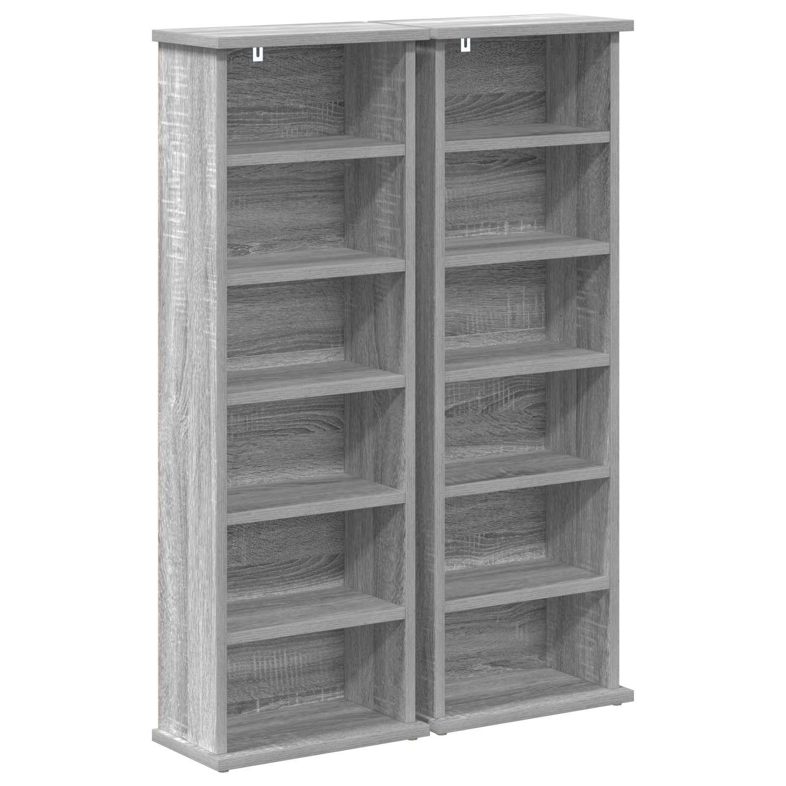 vidaXL Schranksystem CD Regal 2 Stk. Sonoma-Grau 60 x 17 x 92 cm Holzwerkstoff (2-St)