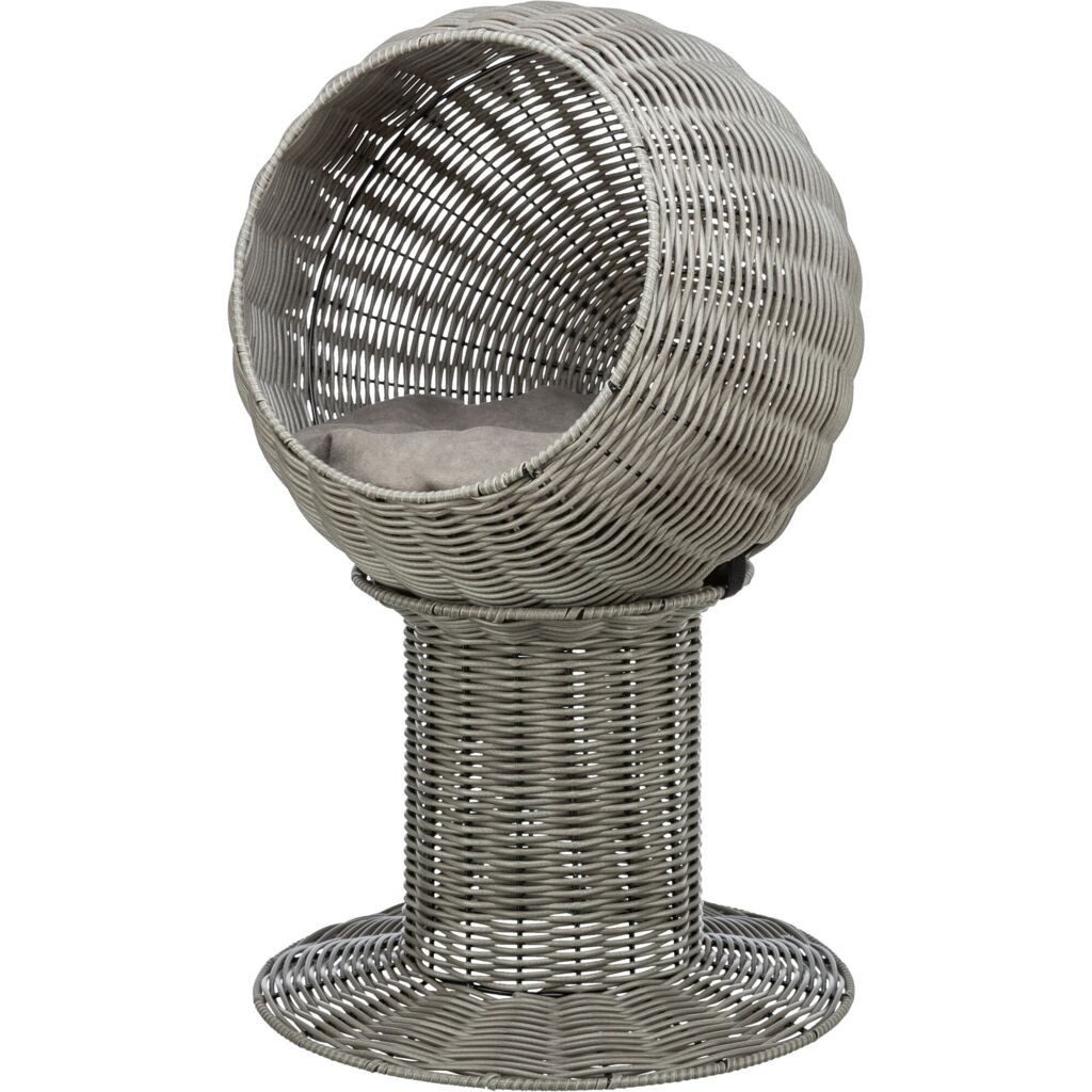 TRIXIE Schlafhöhle Outdoor Katzenhöhle Amalia aus Polyrattan, rund - grau - ø 42 × 70 cm