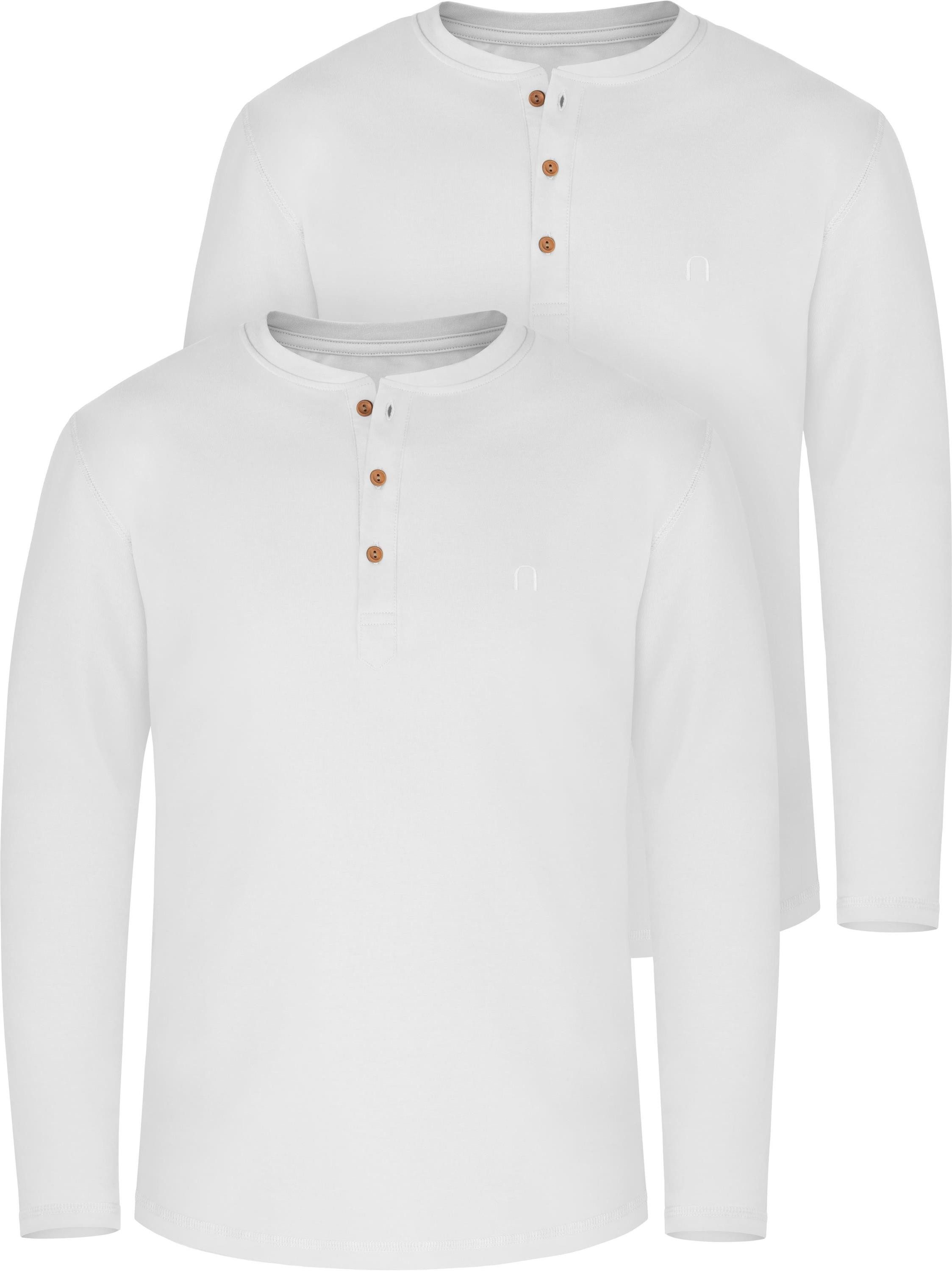 normani Langarmshirt 2er Set Herren Langarm Shirts aus Bio-Baumwolle Basic Henley Shirt für Männer GOTS-zertifiziert