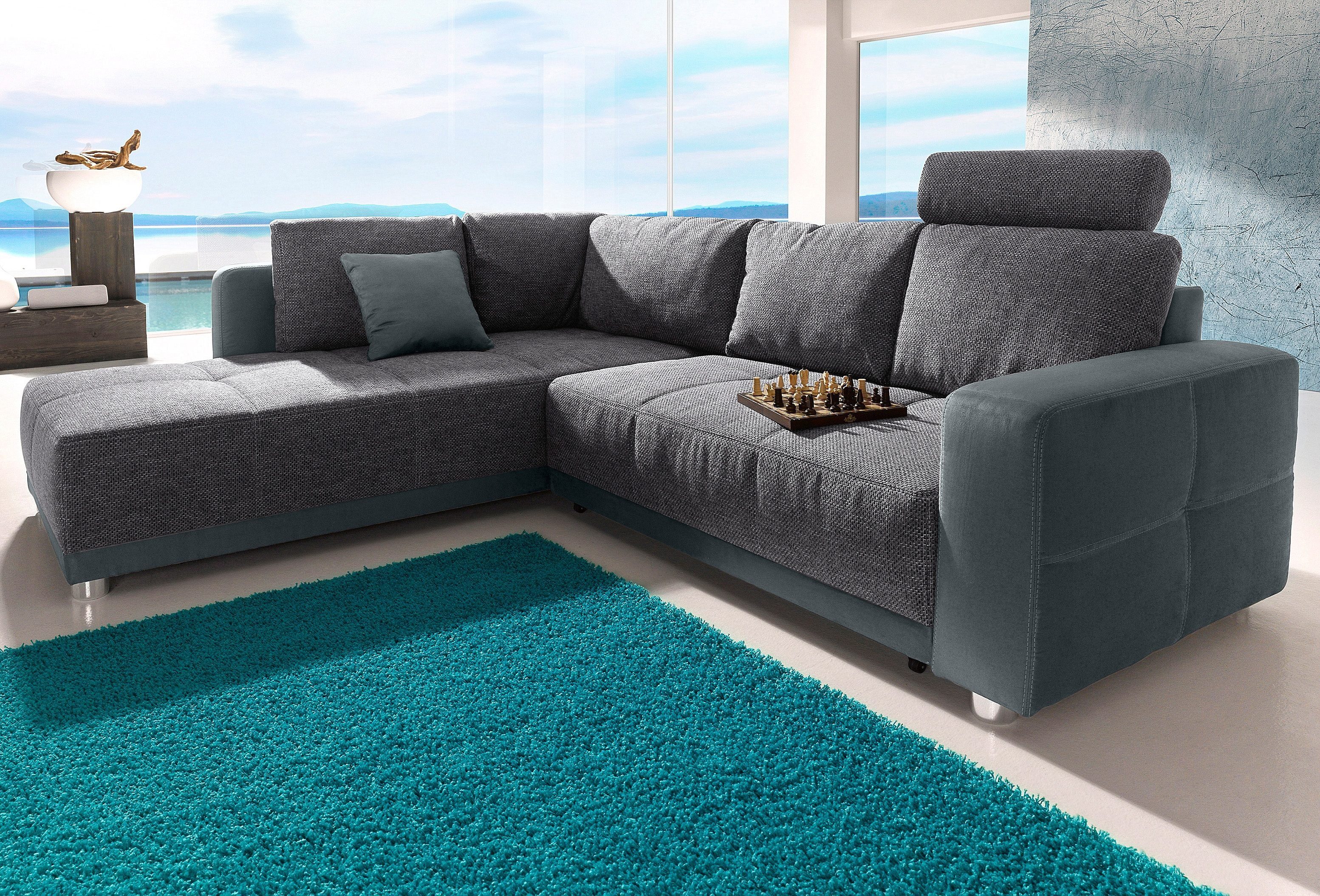 Jockenhöfer Gruppe Ecksofa Orlando L-Form, B: 257 cm, mit Bettfunktion, Bettkasten, Zierkissen & Kopfstützen