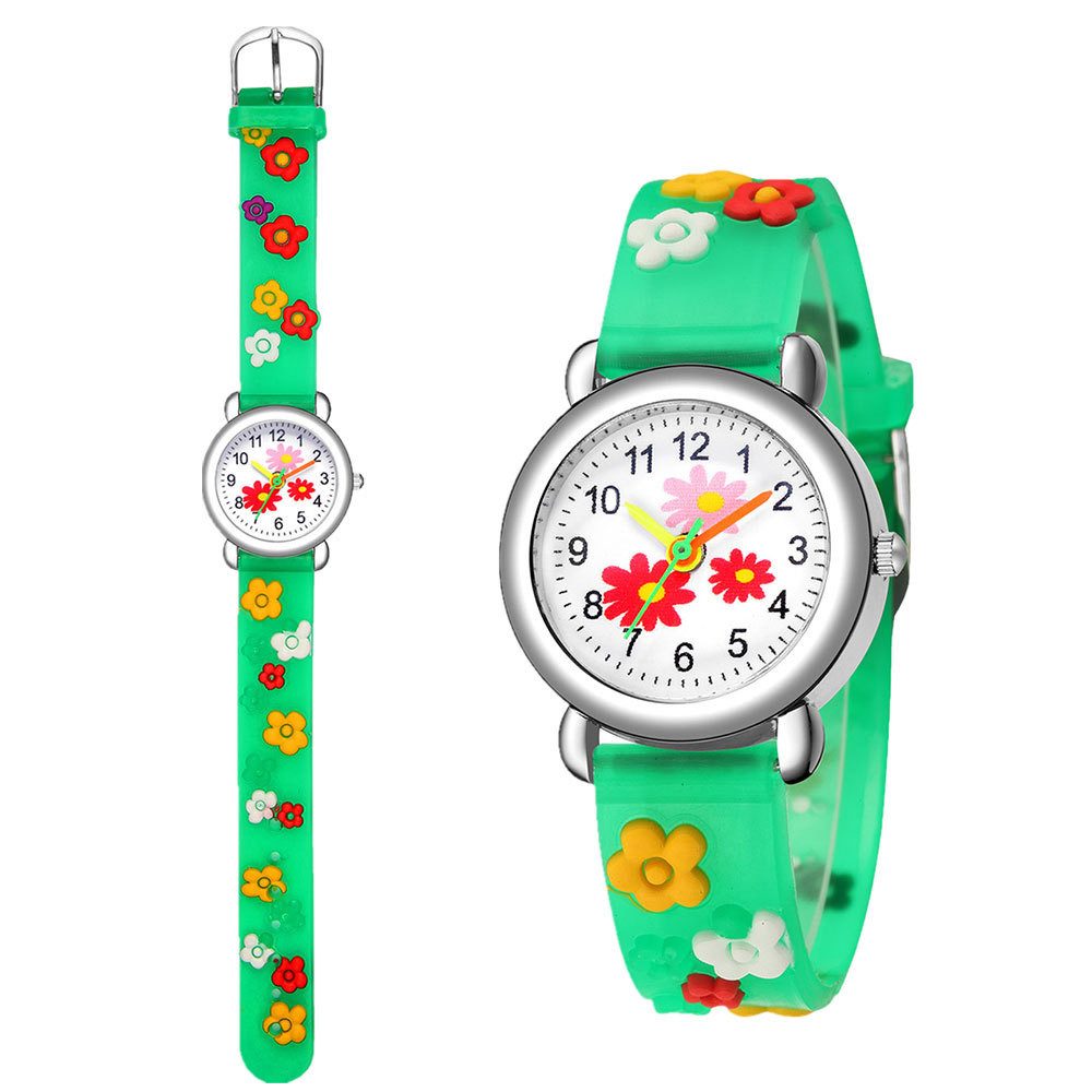 Taffstyle Quarzuhr Kinder Armbanduhr Silikon Uhr Bunte Mädchen Kinderuhr mit Blumen, (Mädchen Jungen Sportuhr Bunte Kinderuhr Farbige Lernuhr Silikonuhr Süß)