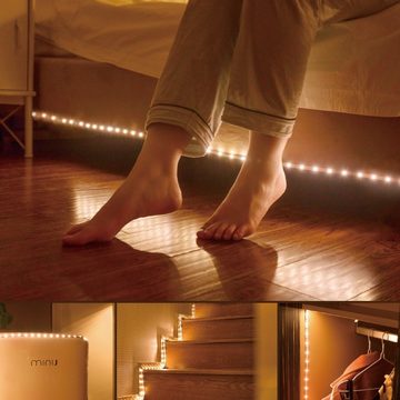 EAXUS LED-Streifen 30 LED Strip mit Bewegungssensor und Helligkeitssensor - 3 Meter, Beständig gegen Feuchtigkeit, Klebestreifen auf Rückseite