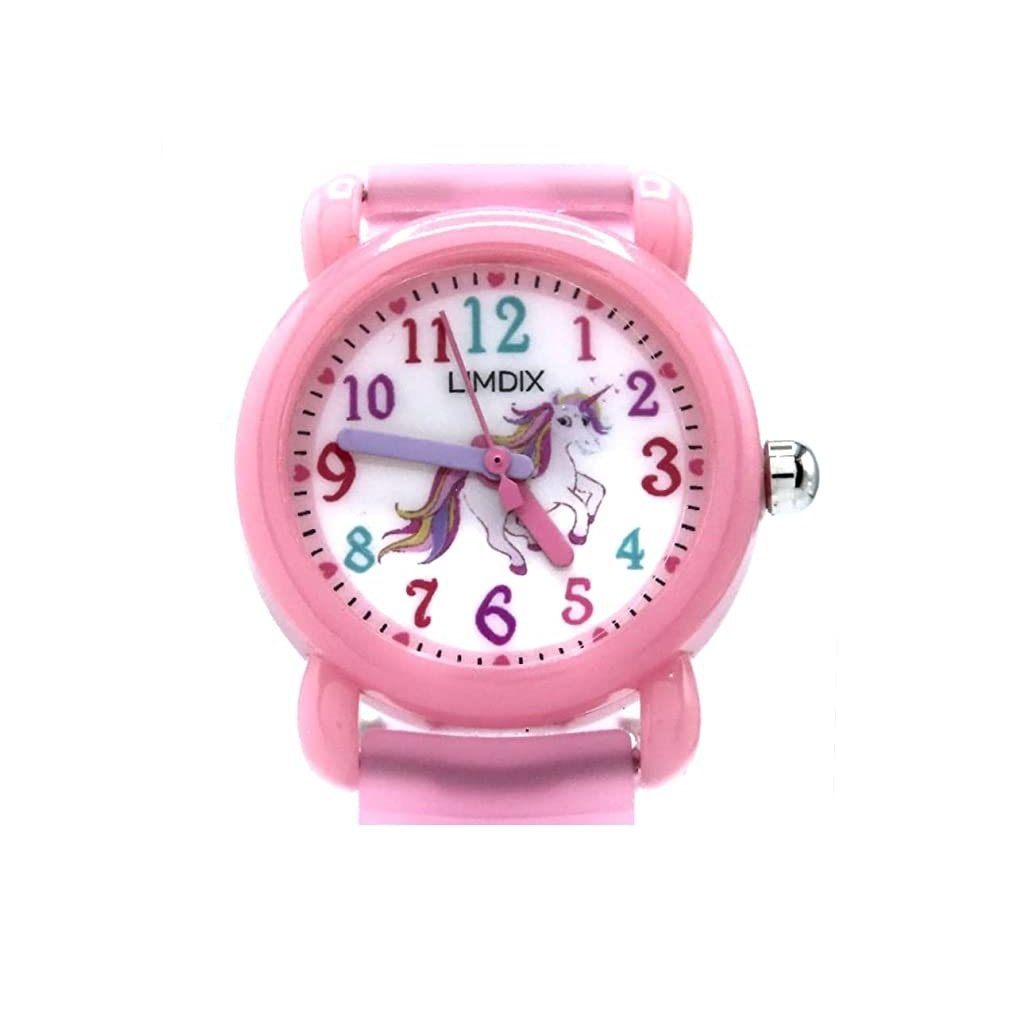 Quarzuhr Kinderuhr Unicorn Einhorn 3D Silikonarmband Rosa Pink Kids Armbanduhr