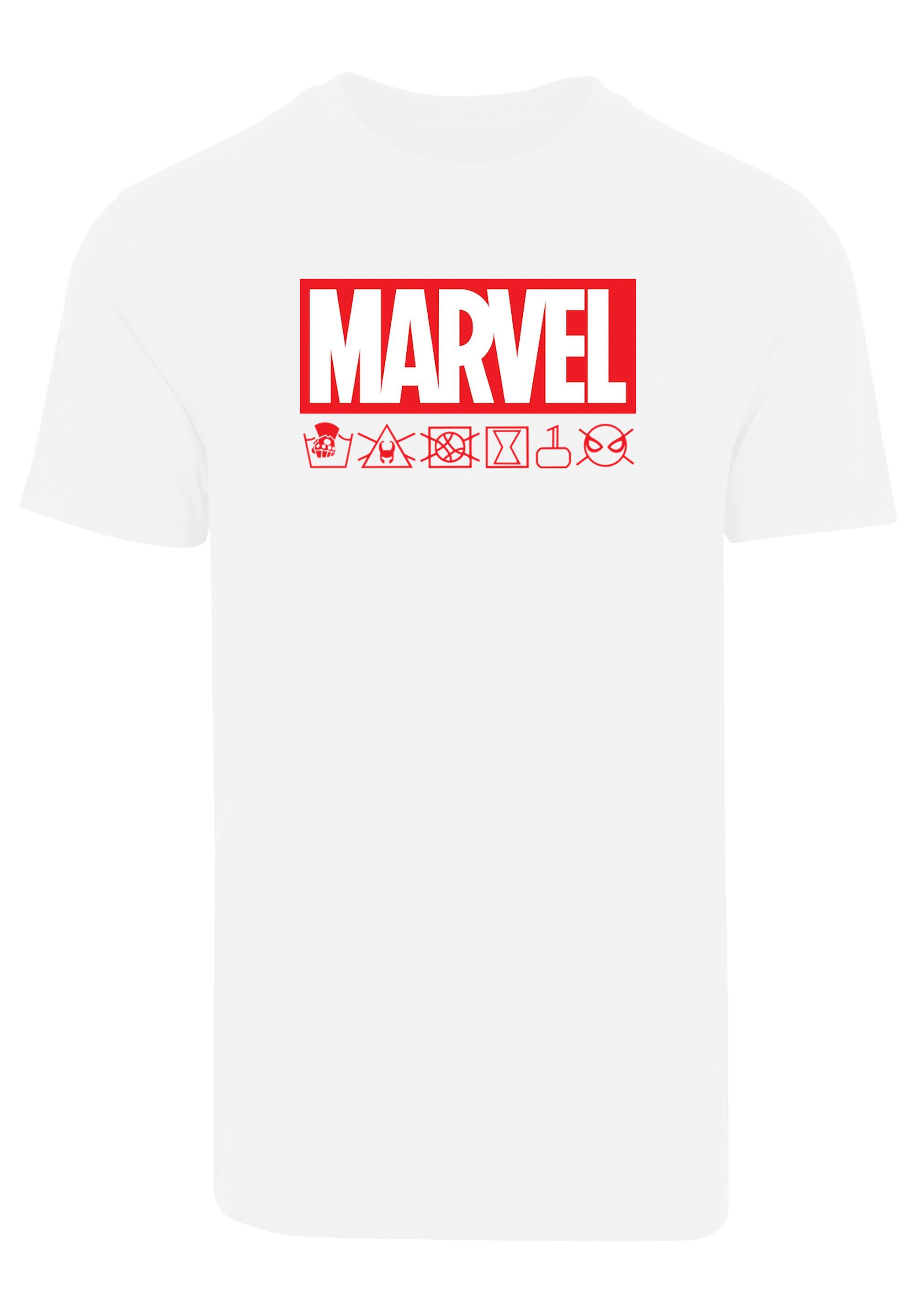 Herren Shirts F4NT4STIC T-Shirt Marvel Logo Waschsymbole - Premium Superhelden Iron Man Captain America Hulk Thor Loki Punisher 
