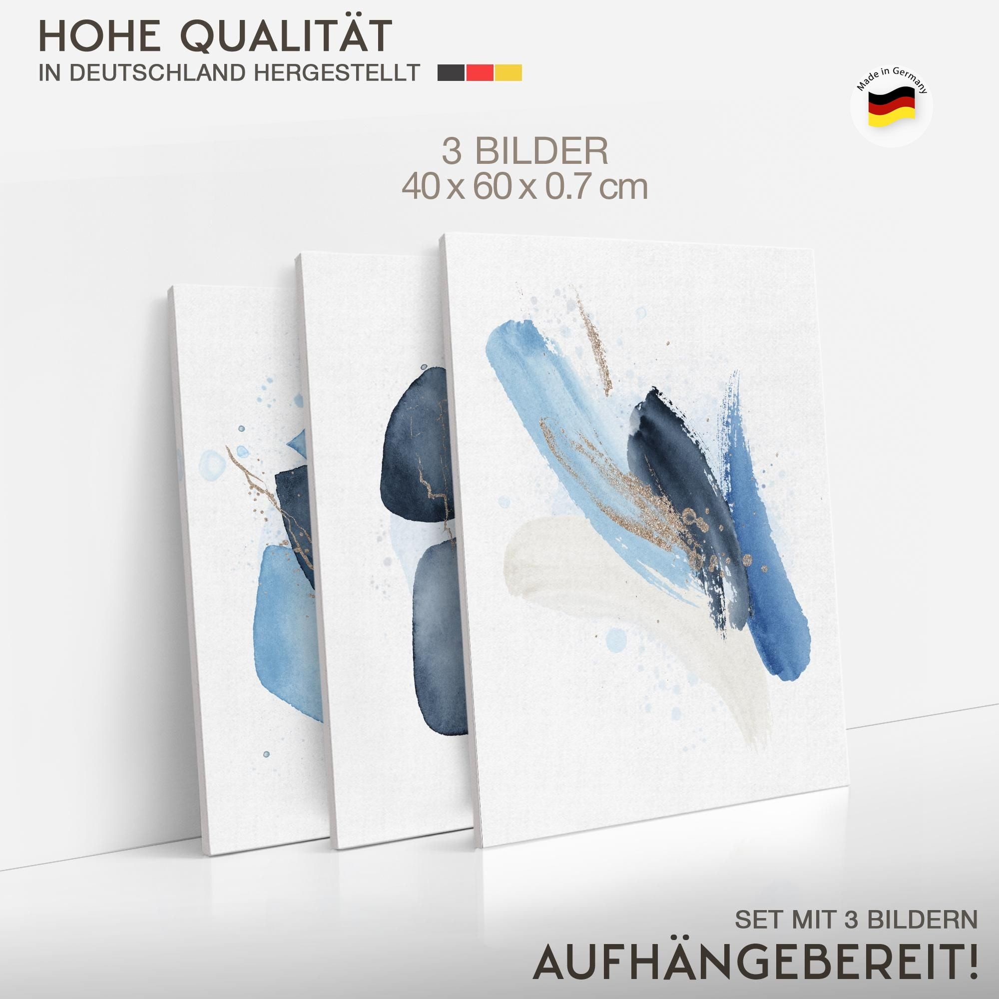 Novart Wandbild Bilder Liebe Home Abstrakt AUFHÄNGFERTIG Flur Deko Weiss Blau N0383, 40 x 60 cm - 3 Bilder – Bild 4 von 5