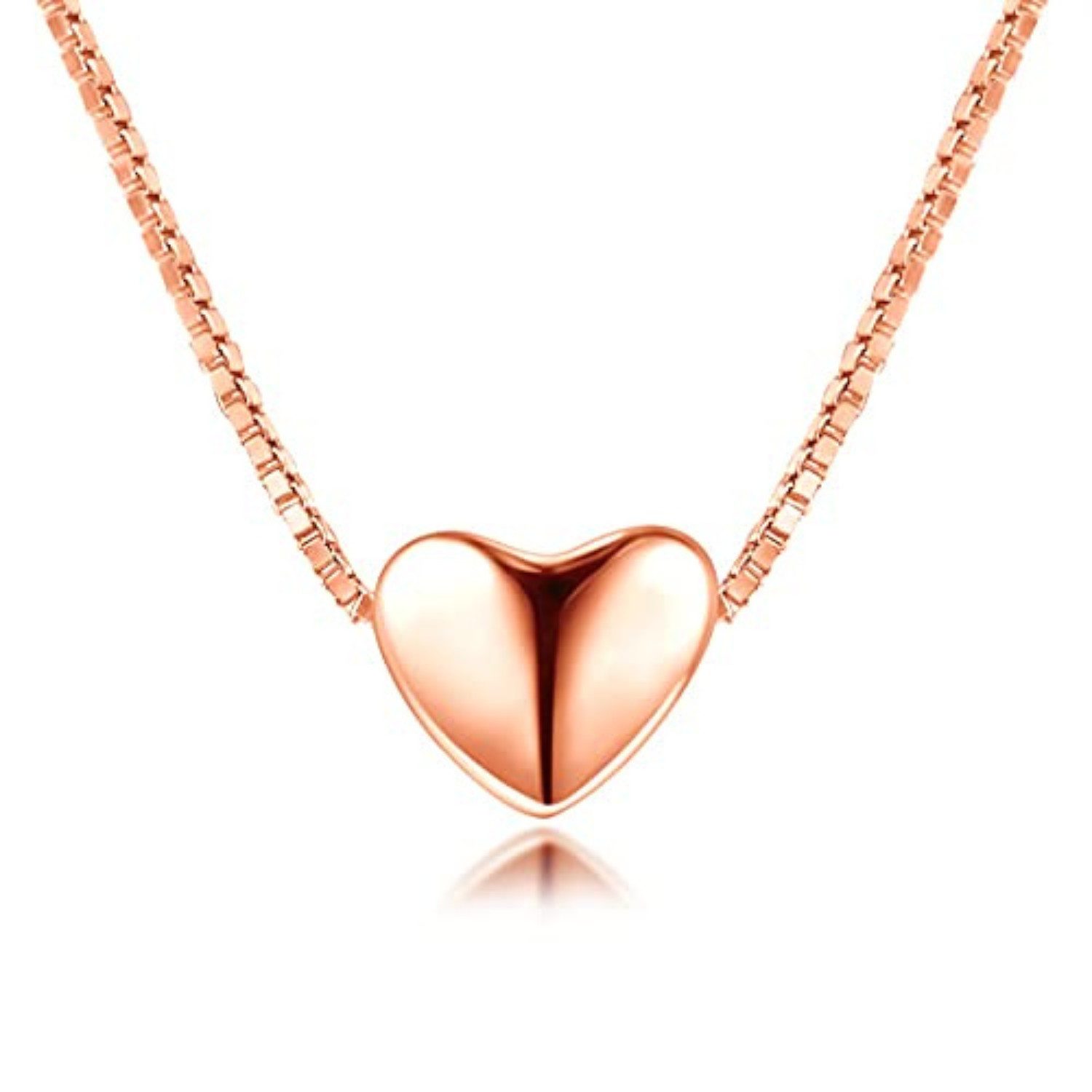 Kette mit Anhänger Damen Halskette 925 Sterling Silber mit Herz Anhänger 18K vergoldet