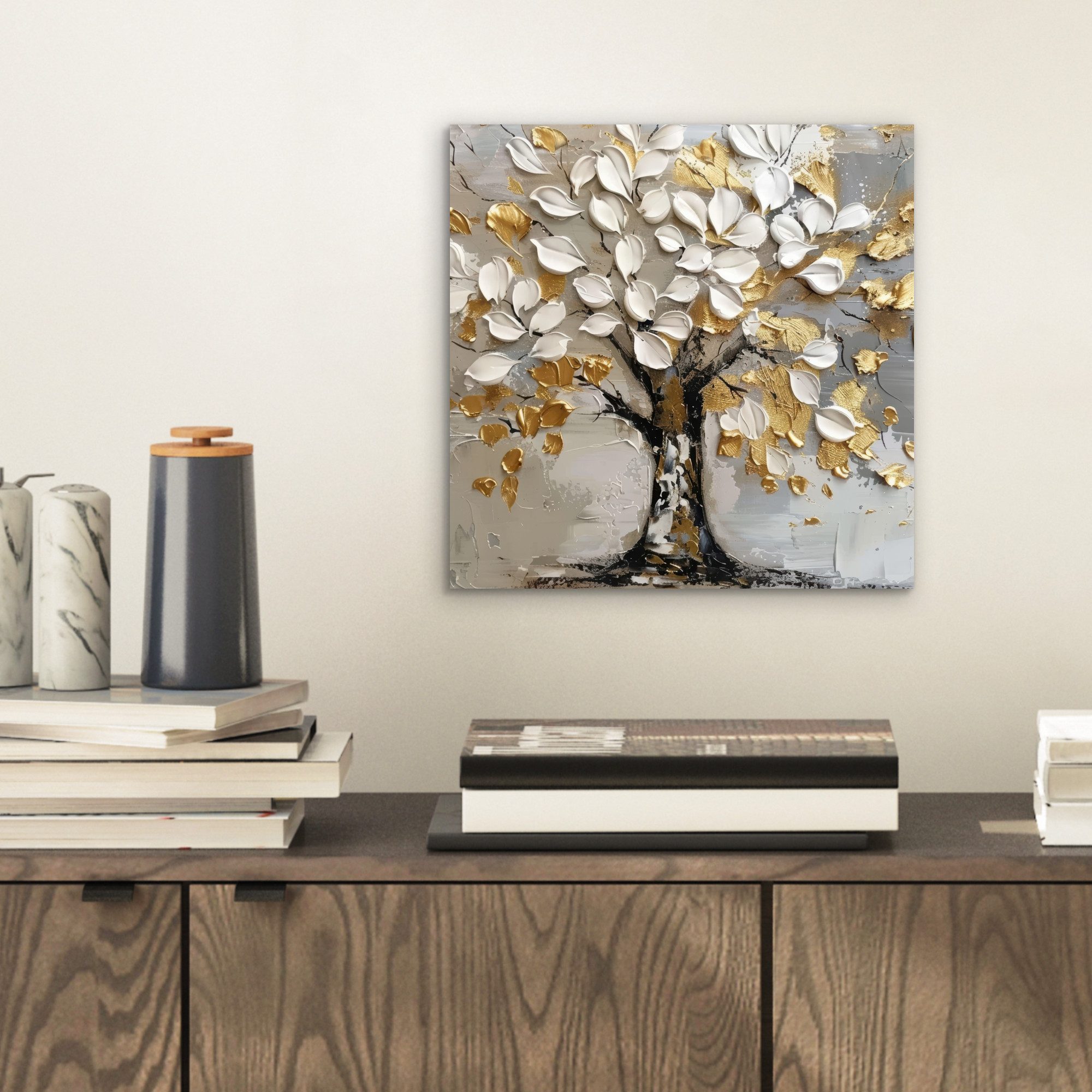 MuchoWow Metallbild Baum - Beige - günstig online kaufen