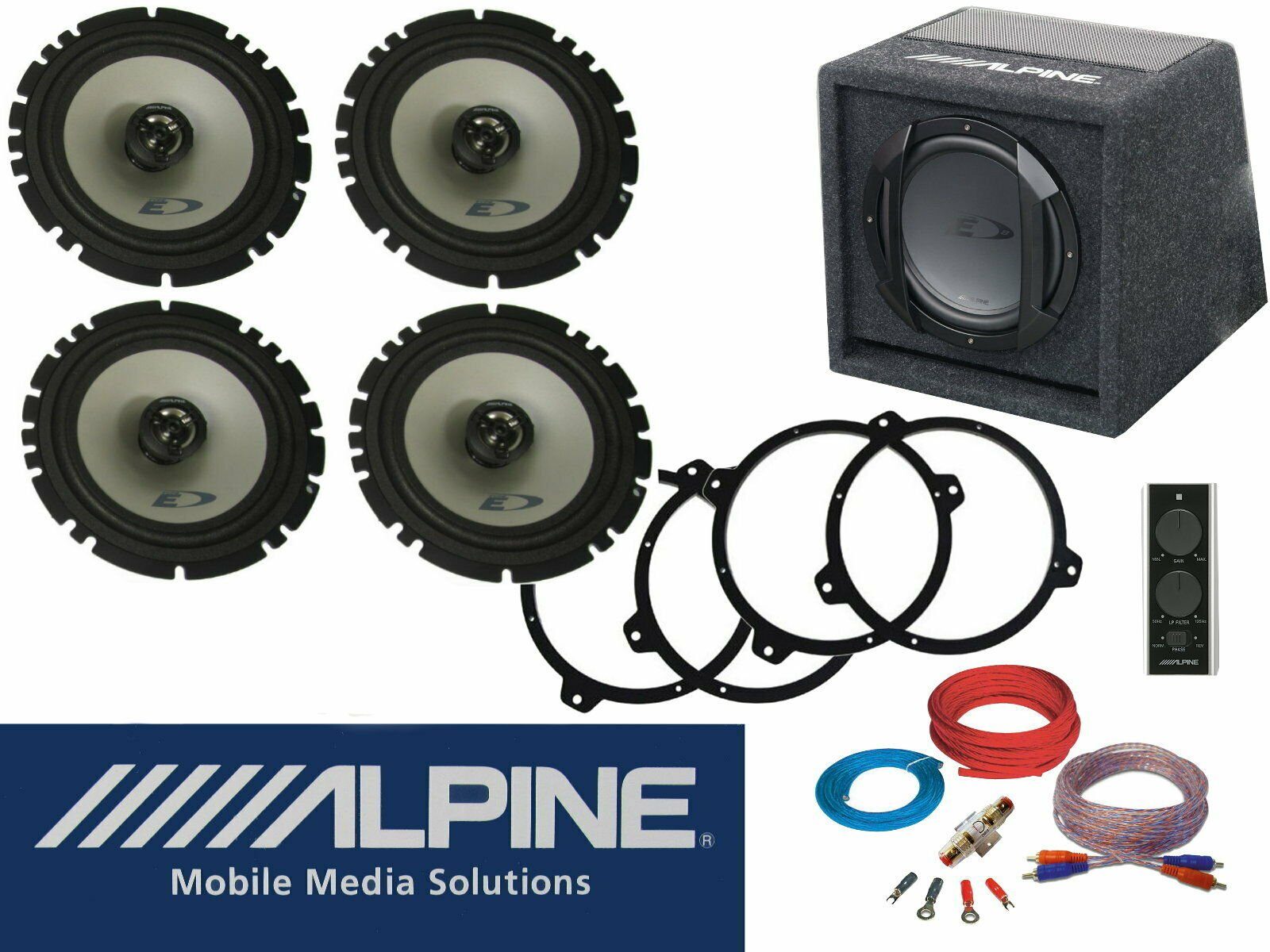 DSX Alpine passend für BMW E46 3er Aktiv Subwoofer Set Tür Vorn Ablage Auto- Lautsprecher (180 W)