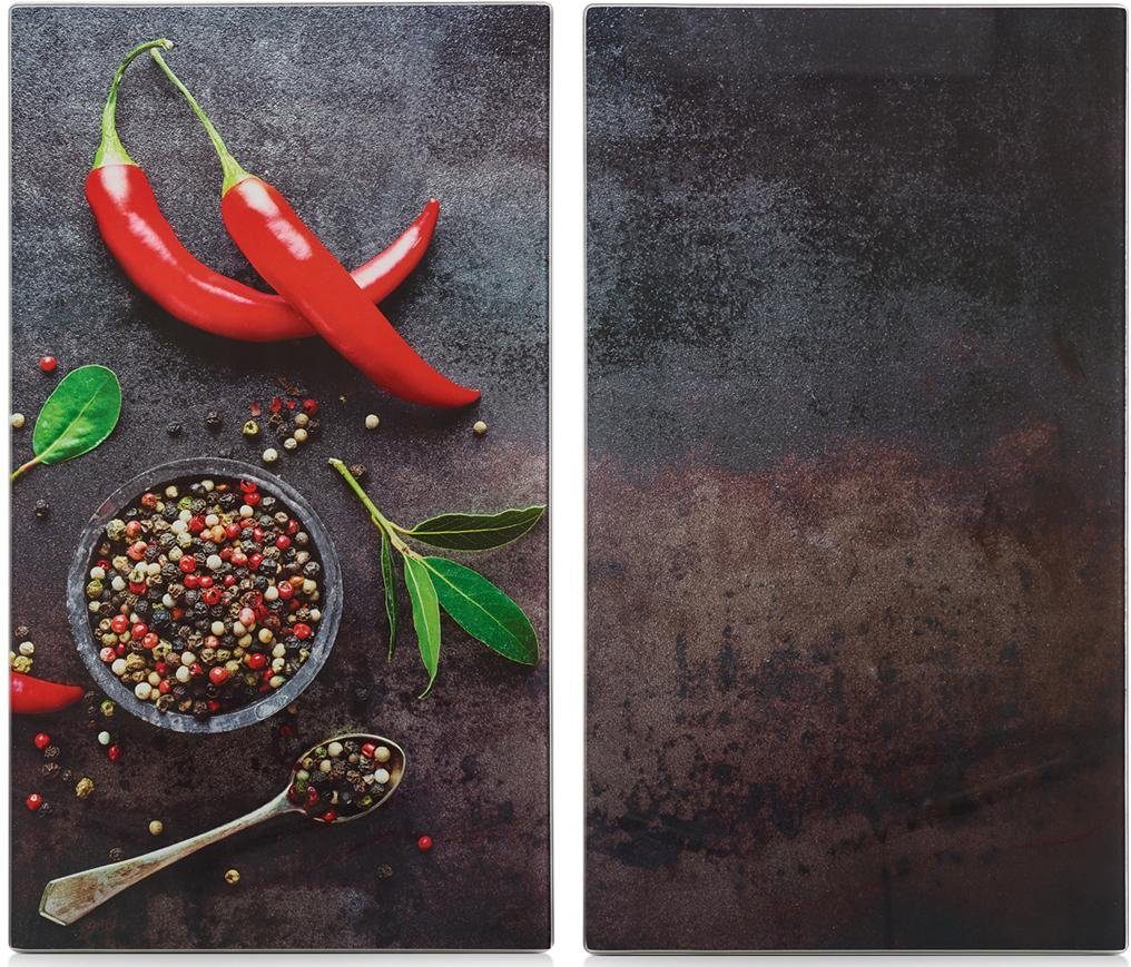 Zeller Present Schneide- und Abdeckplatte Chilli, Silikonfüßen