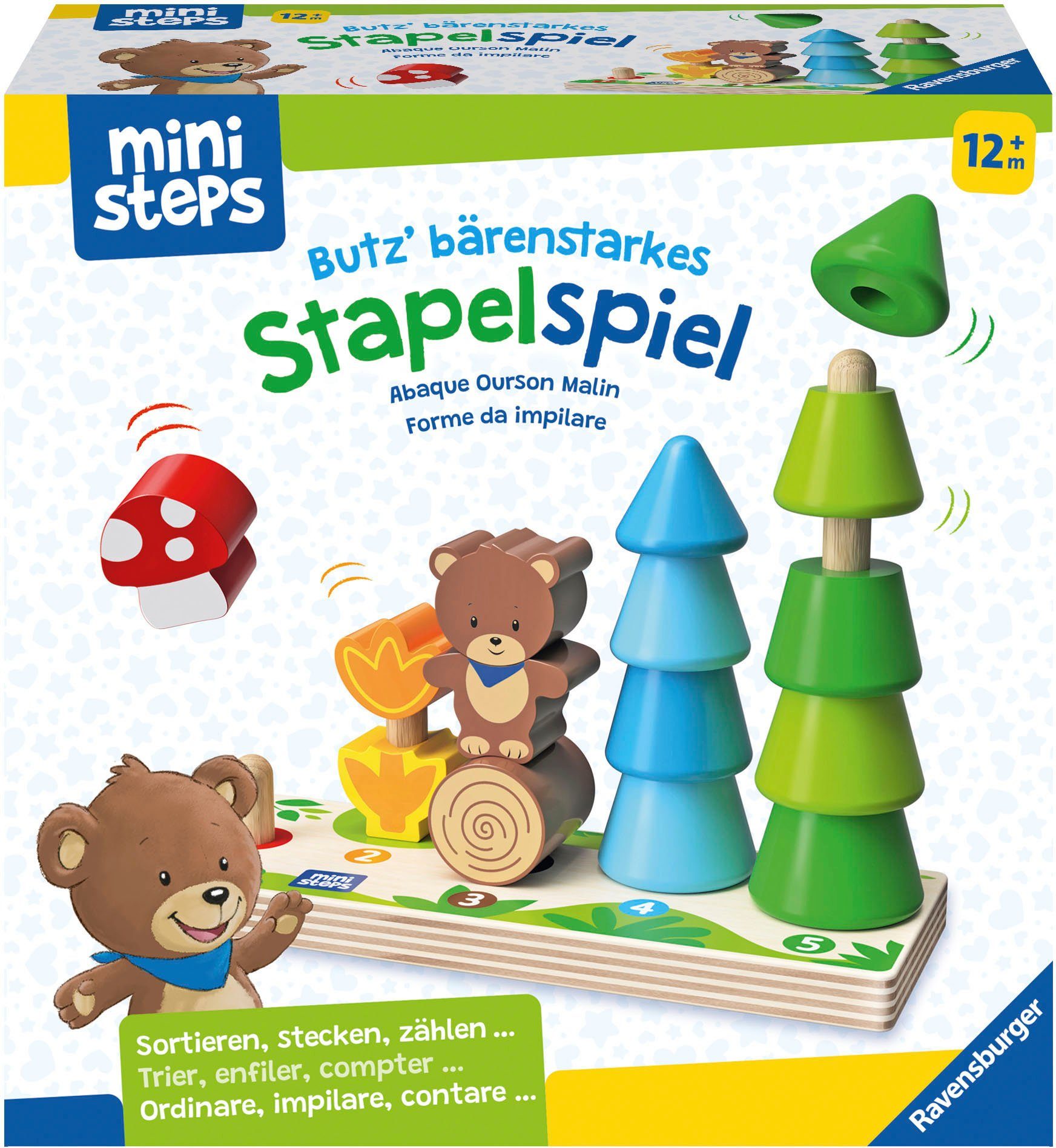 Ravensburger Spiel ministeps, Butz‘ bärenstarkes Stapelspiel, Kinderspiel, Made in Europe