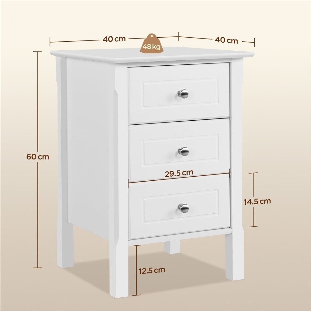 Yaheetech Nachttisch (2er Set), Nachtschrank mit 3 Schubladen Boxspringbett Nachtkommode