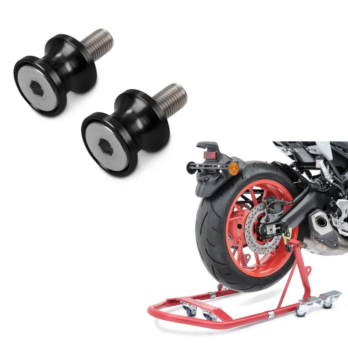 ConStands Motorradheber Set Rangierhilfe + Prismabuchsen-Racingadapter S1
