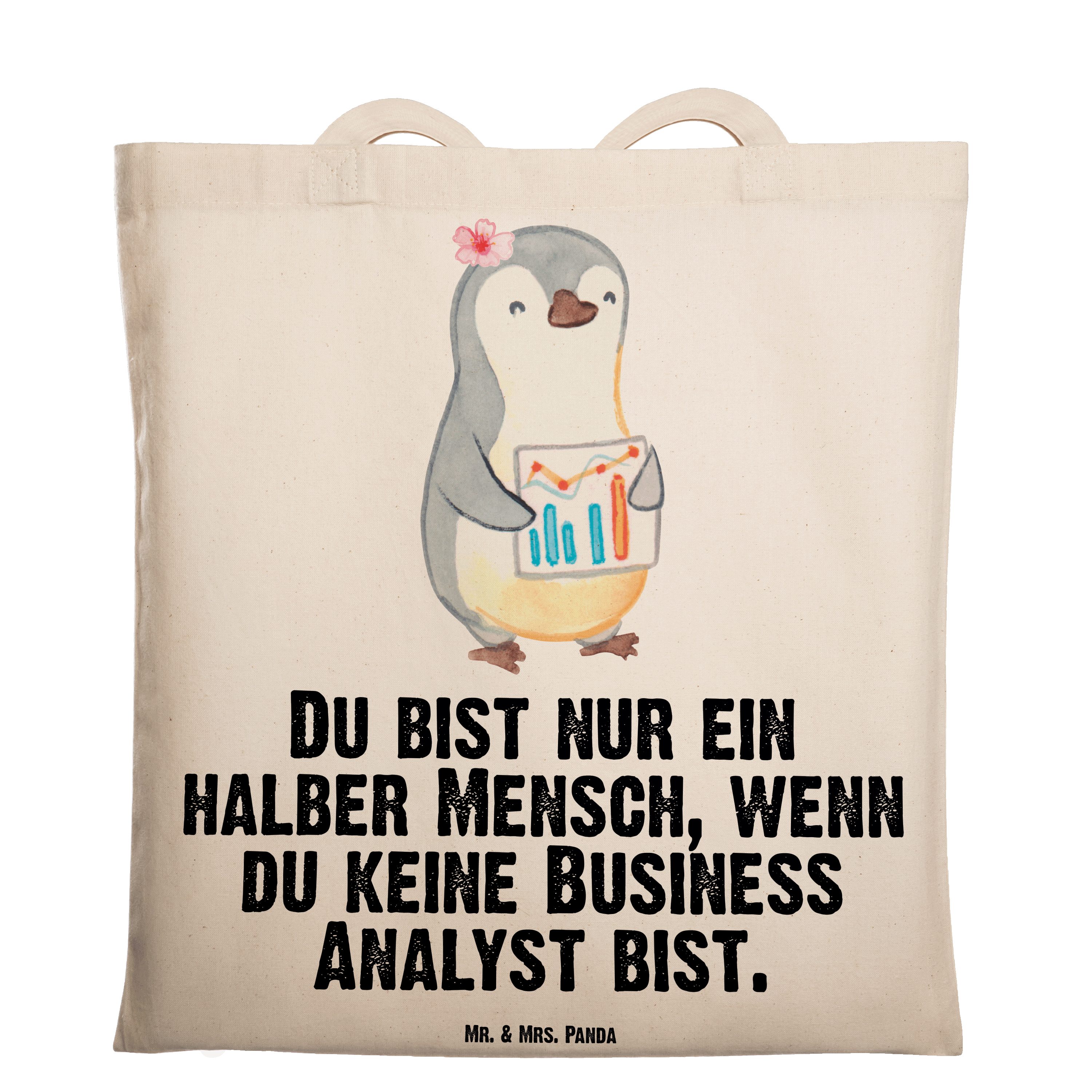 Mr. & Mrs. Panda Tragetasche Business Analyst mit Herz - Transparent - Geschenk, Stoffbeutel, Jute (1-tlg)