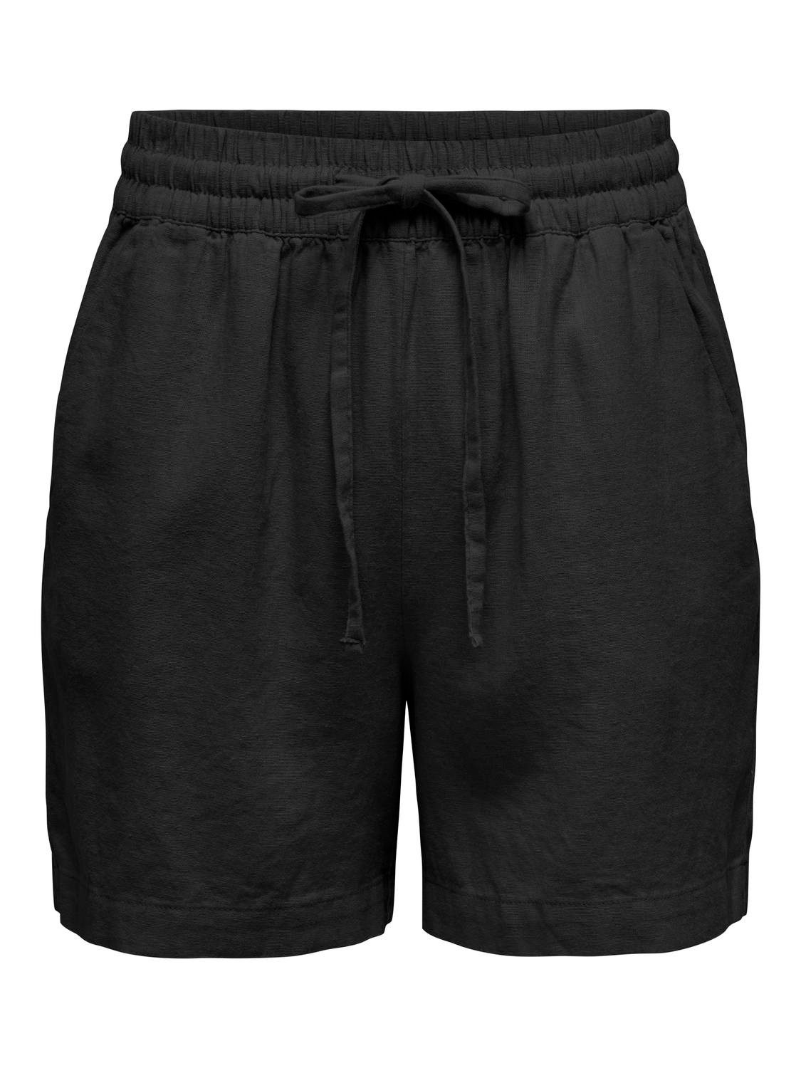 JACQUELINE de YONG Шорти Hohe Taille loose Fit Elastische Taille Kordelzug JDYSAY HW LINEN STRING SHORTS WVN