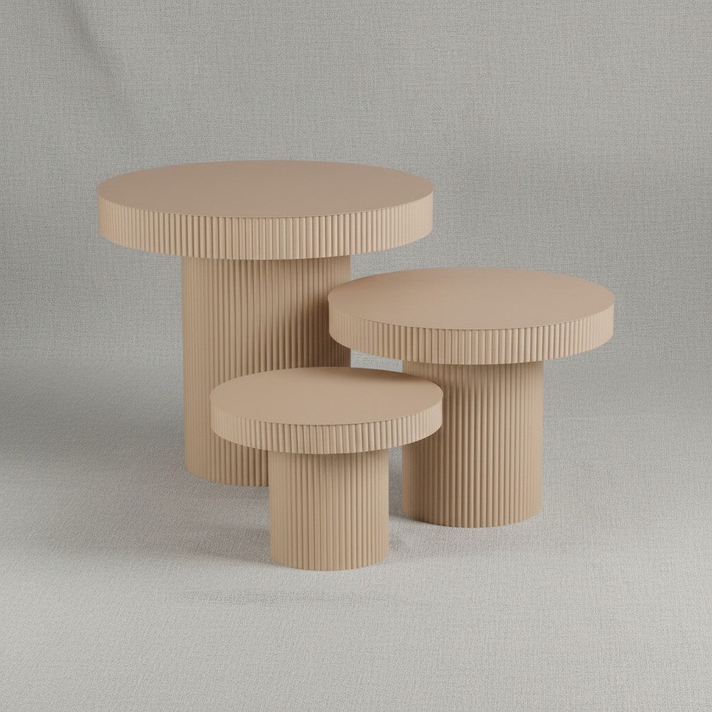 Mica Decorations Couchtisch Beistelltisch Set rund hellbraun Metall 3-teilig Ø70 cm (3-St., 3er Set), 3er Set in drei verschiedenen Größen