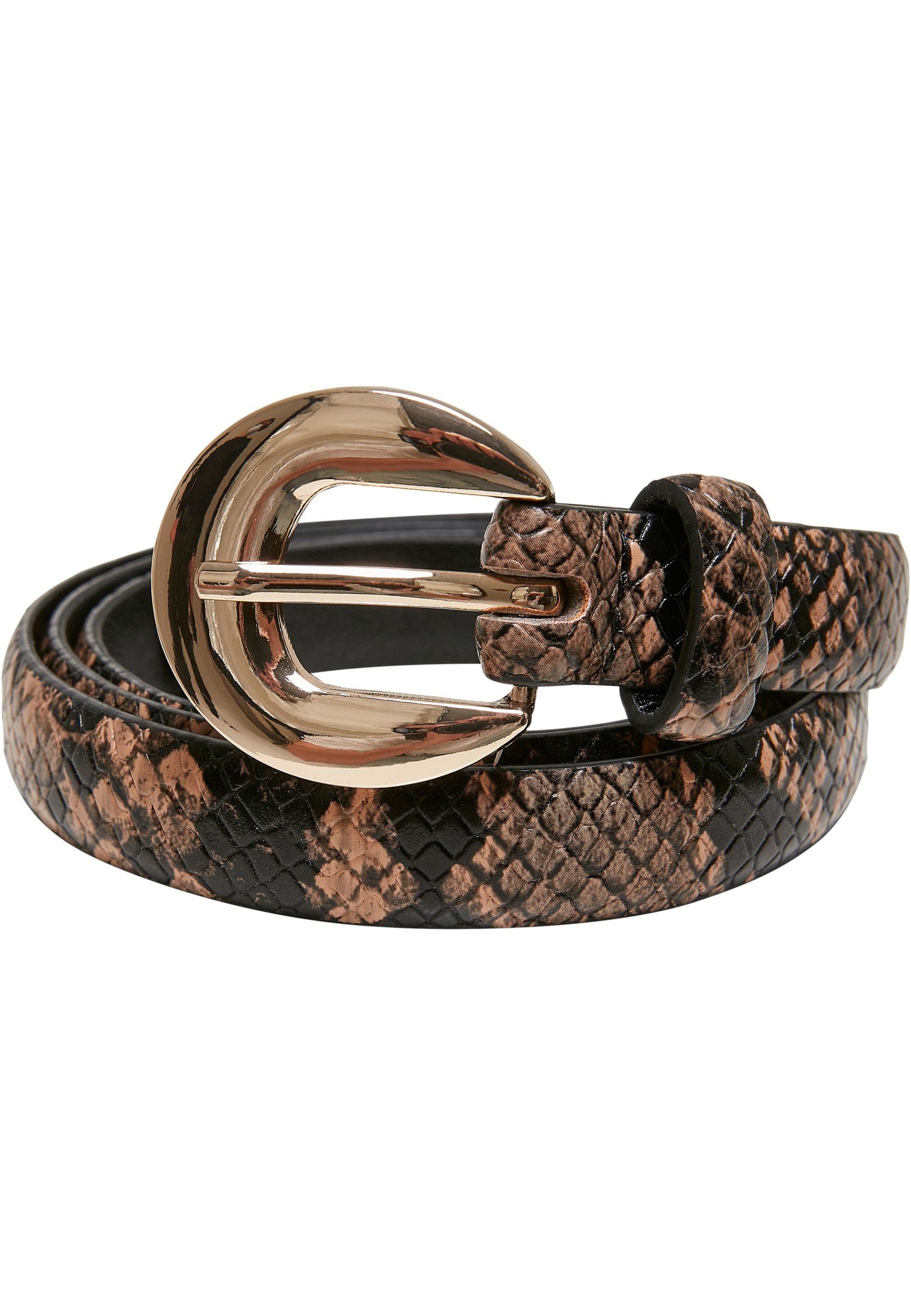 URBAN CLASSICS Hüftgürtel Accessoires Snake Synthetic Leather Ladies Belt beige-black | Hüftgürtel