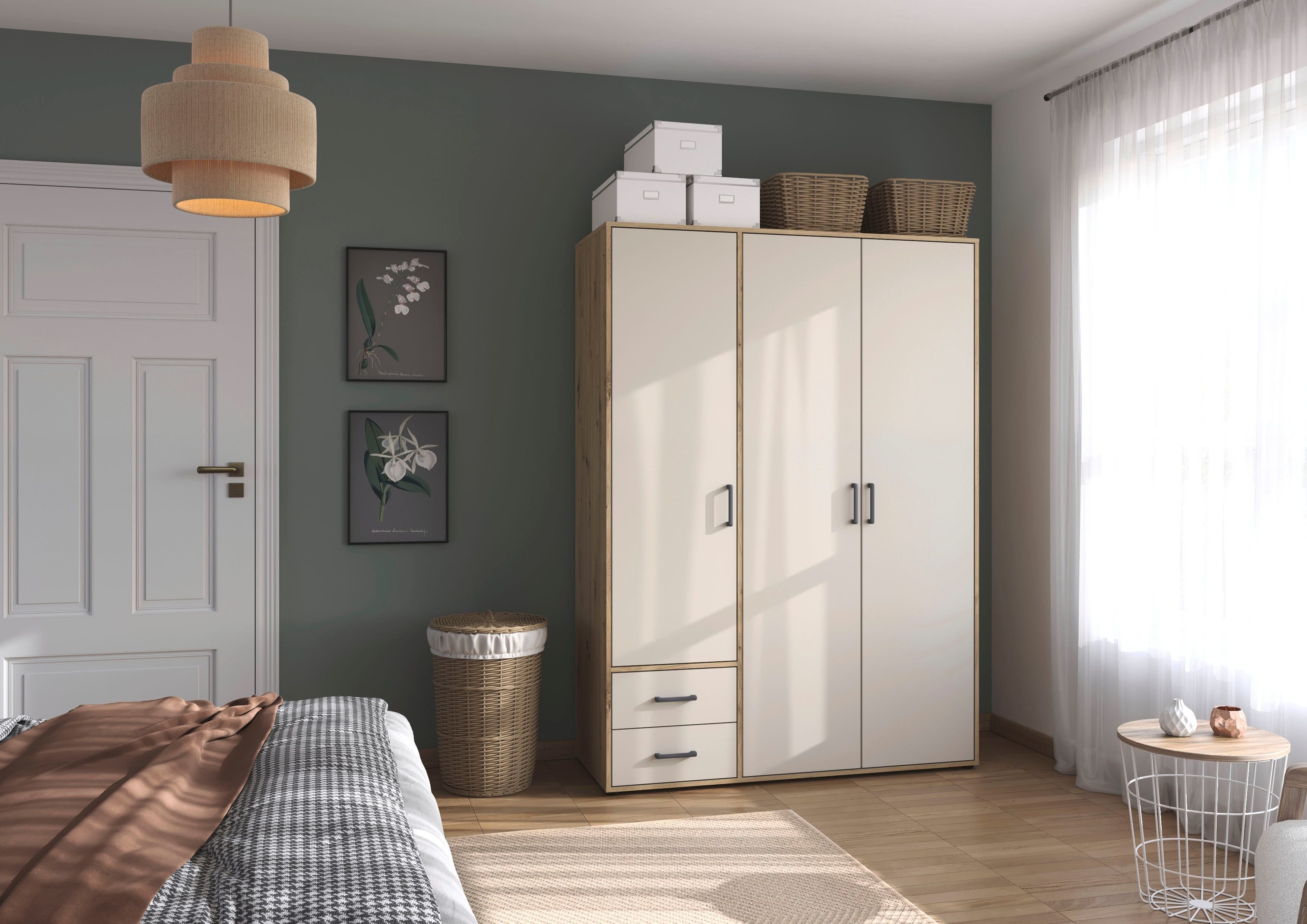 rauch Drehtürenschrank Kleiderschrank Schrank Garderobe Wäscheschrank VOYAGER (in 3 verschiedenen Ausstattungen BASIC/CLASSIC/PREMIUM) mit 2 modernen Griffvarianten, mit Außenschubladen MADE IN GERMANY