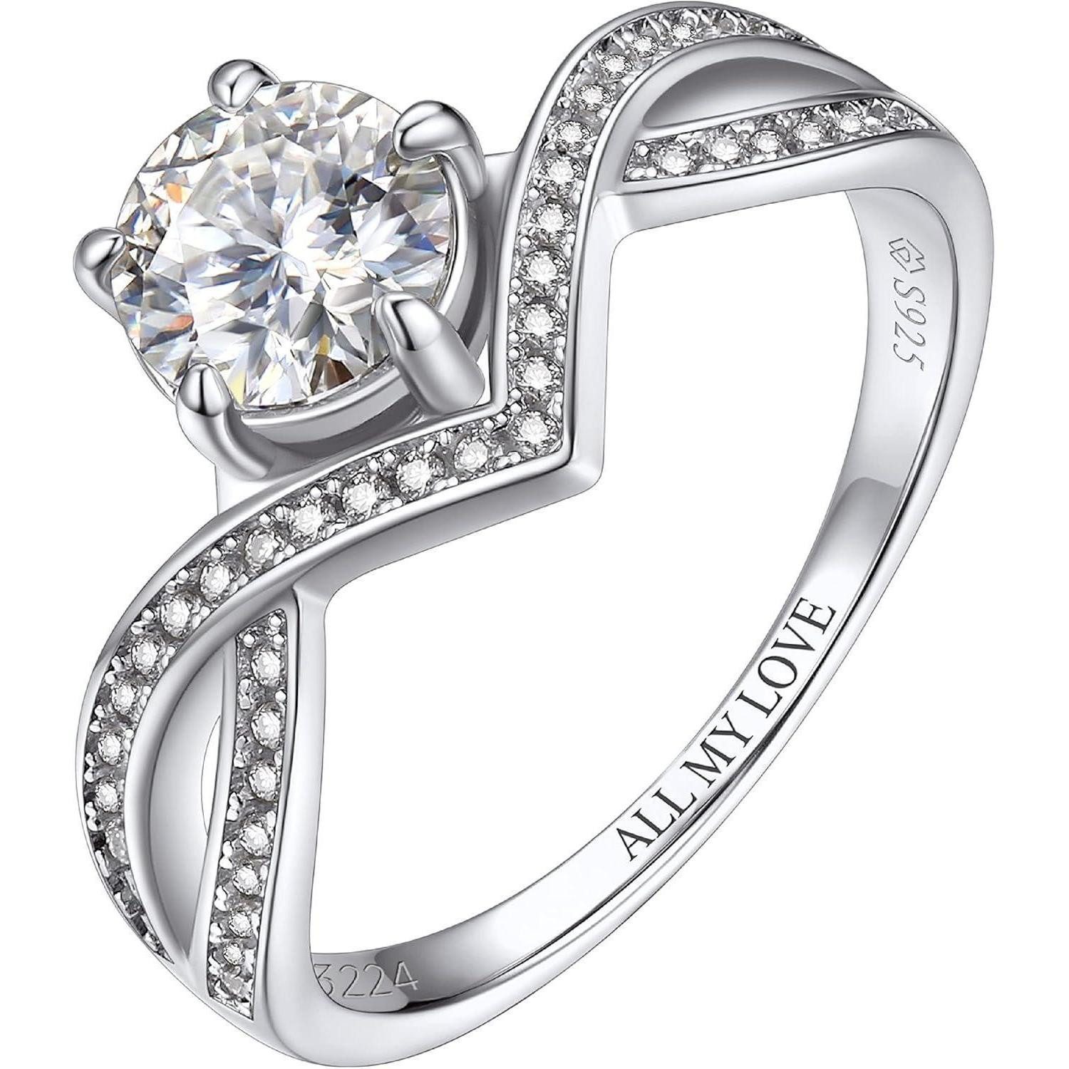 LuxusKollektion Verlobungsring Verlobungsring 1 Karat Silber 925 1-Karat-Maßgeschneidert 49(15.7)