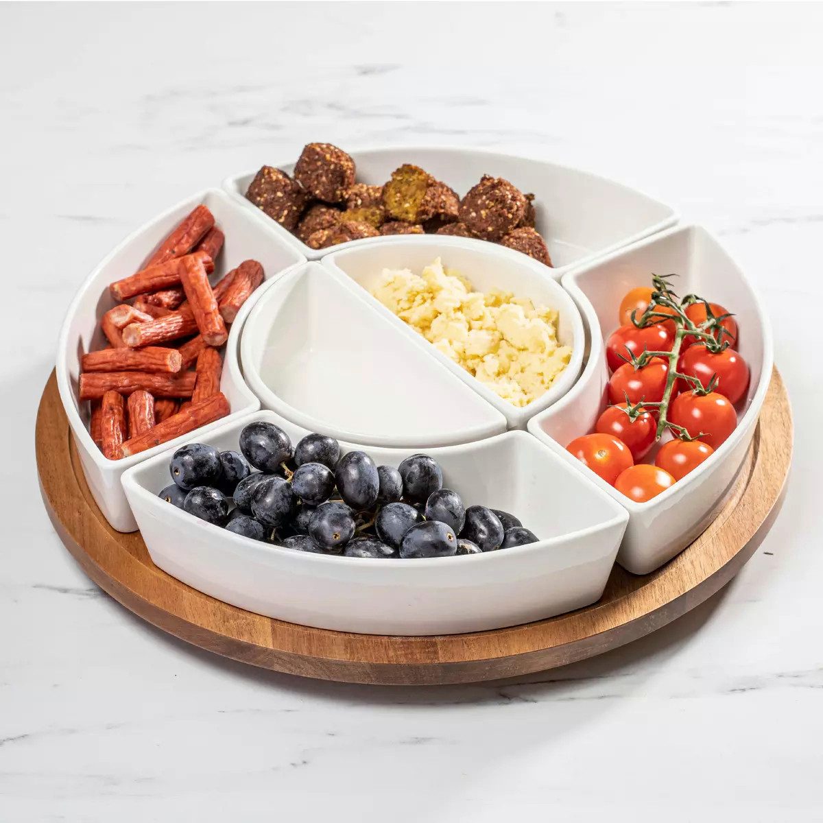 Ladelle Servierschale Alto Serve & Share weiß Drehteller 41cm, Porzellan / Eisen, (Serviersets)