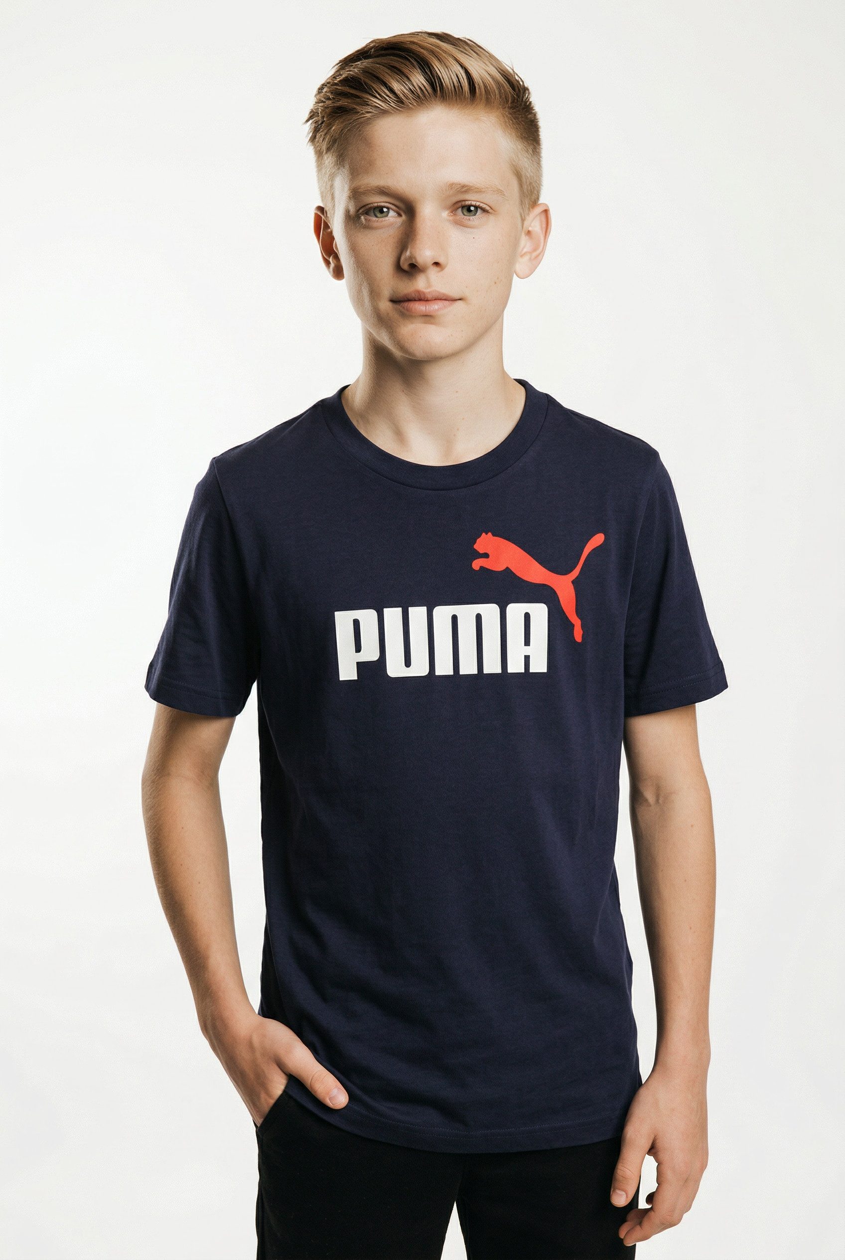 PUMA T-Shirt ESS 2 COLOR NO.1 LOGO TEE B mit Rundhalsausschnitt, Kurzarm, ohne Kapuze