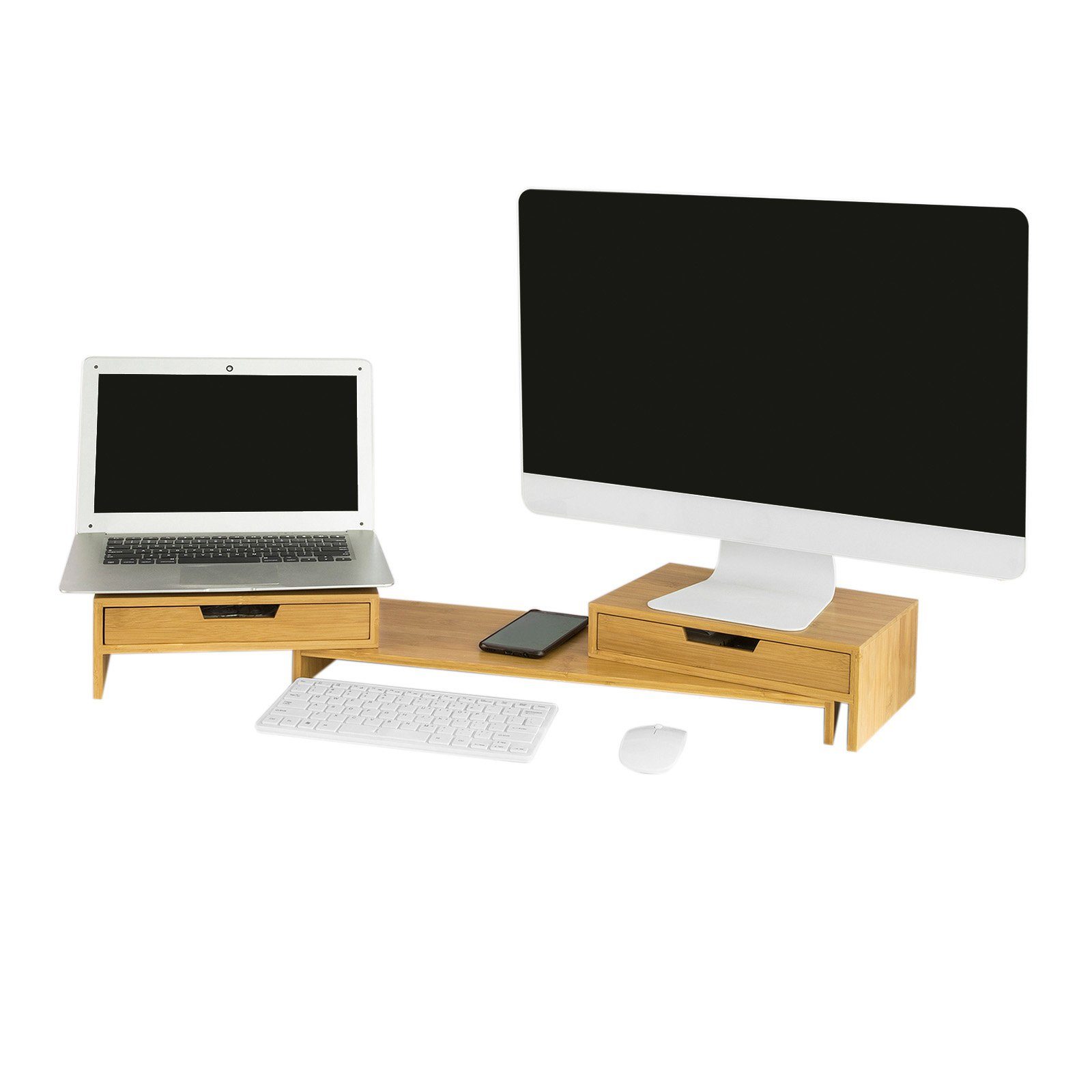 SoBuy Monitor-Halterung BBF04, (Design Monitorerhöhung für 2 Monitore Monitorständer Bildschirmständer)
