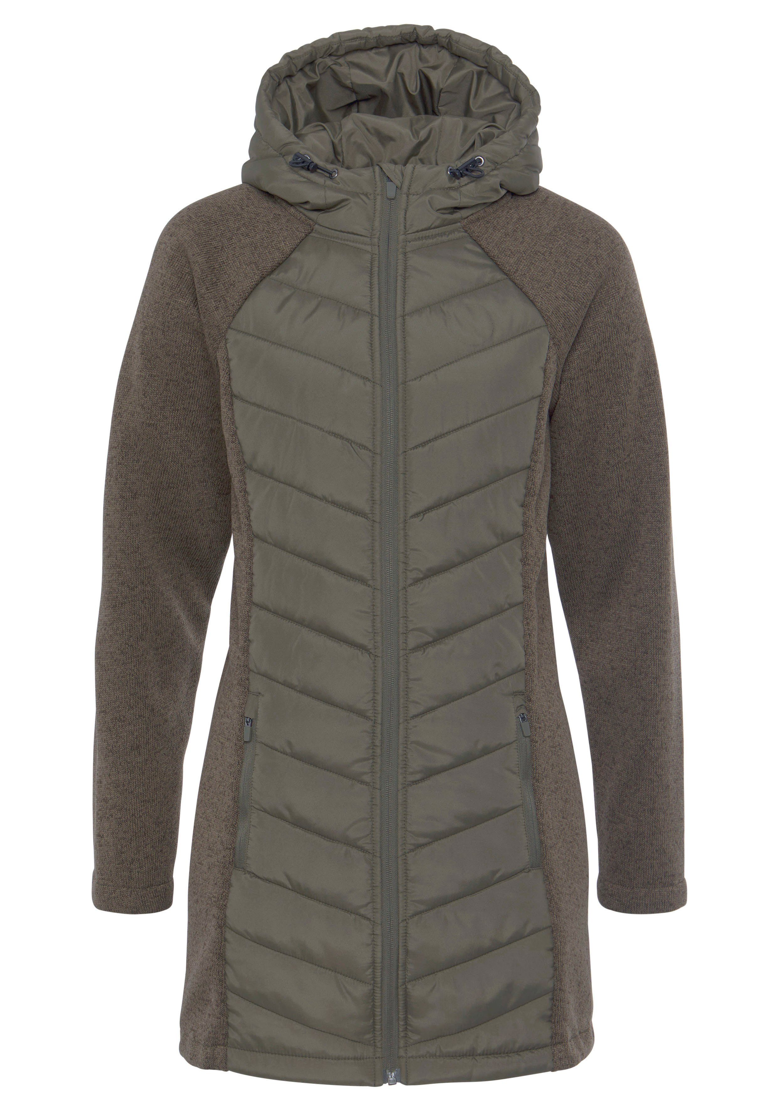 Vivance Steppjacke khaki mit Strickfleece-Ärmeln