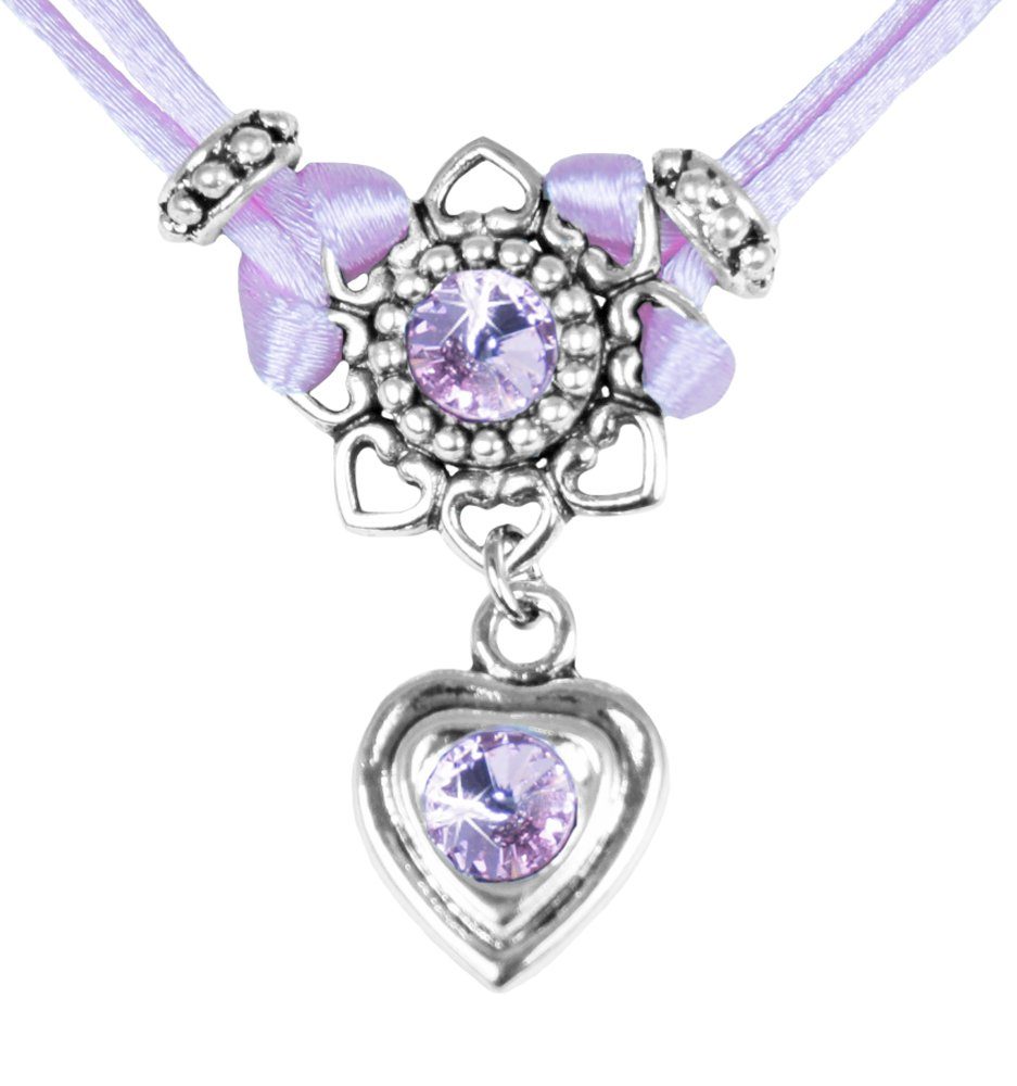 LUISIA® Kette mit Anhänger Chiara mit Herzblüte, Strassherz und Kristallen günstig online kaufen