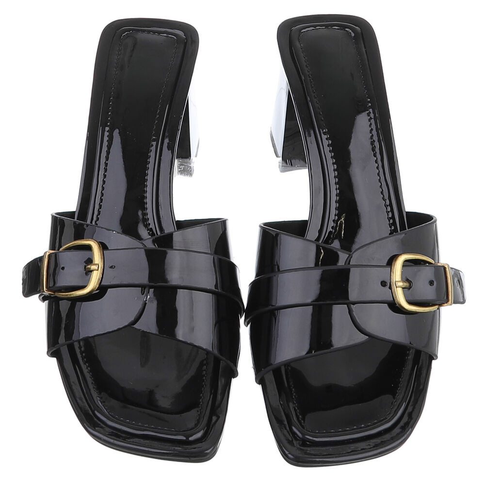 Ital-Design Damen Sandalette mit Blockabsatz und Schnalle Pantolette (92002604) Blockabsatz Pantoletten in Schwarz – Bild 4 von 5