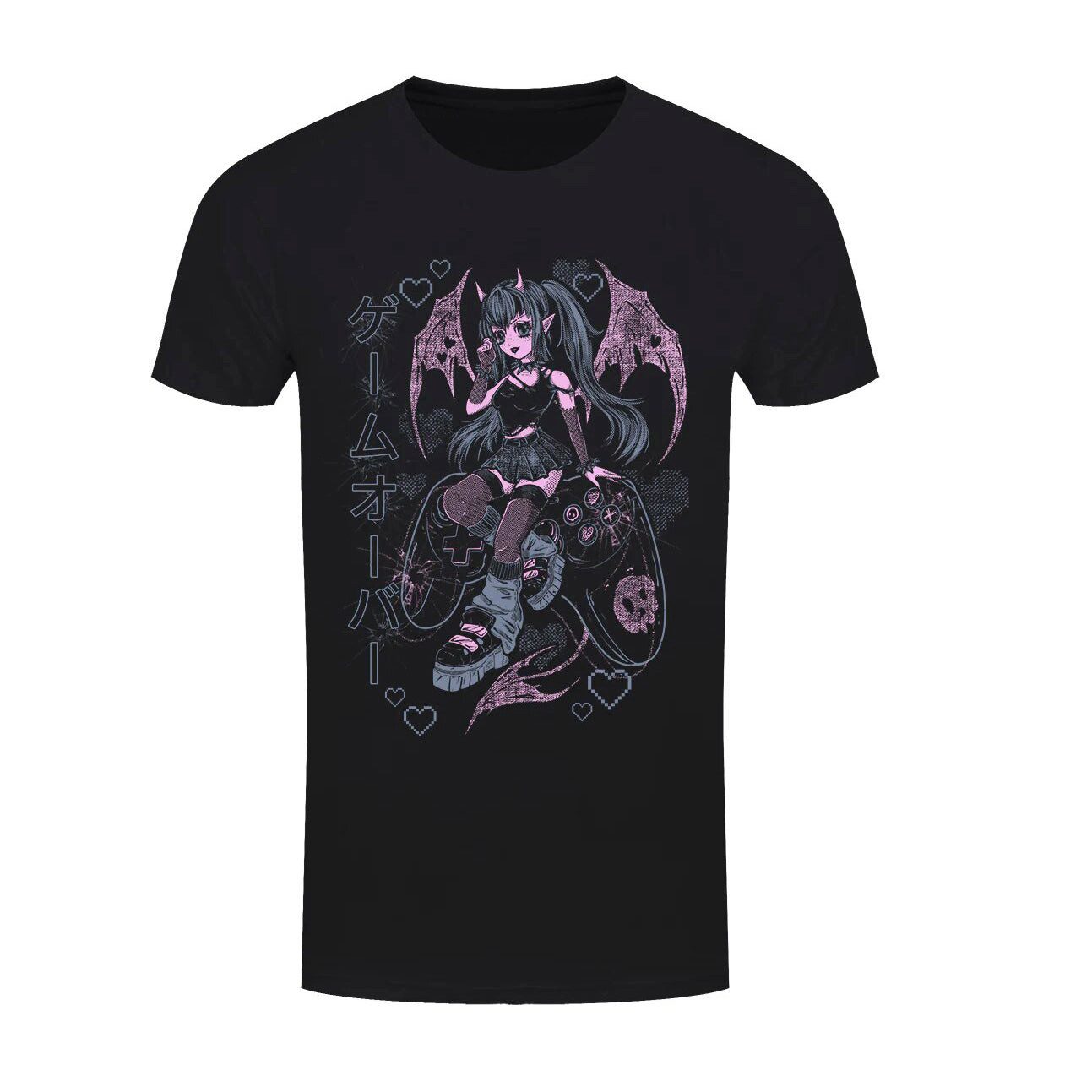 Grindstore Print-Shirt Anime Shirt in schwarz Cosmic Boop Defeated Gothic Shirt Anime aus Baumwolle mit Print