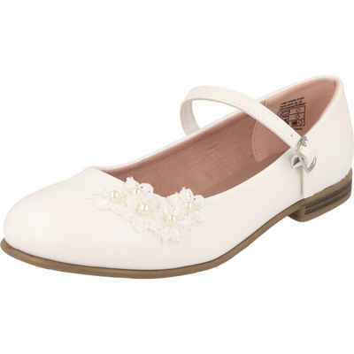 Indigo »422-316 Mädchen Schuhe Konfi Taufe Ballerinas geschlossen Weiß Flower« Ballerina