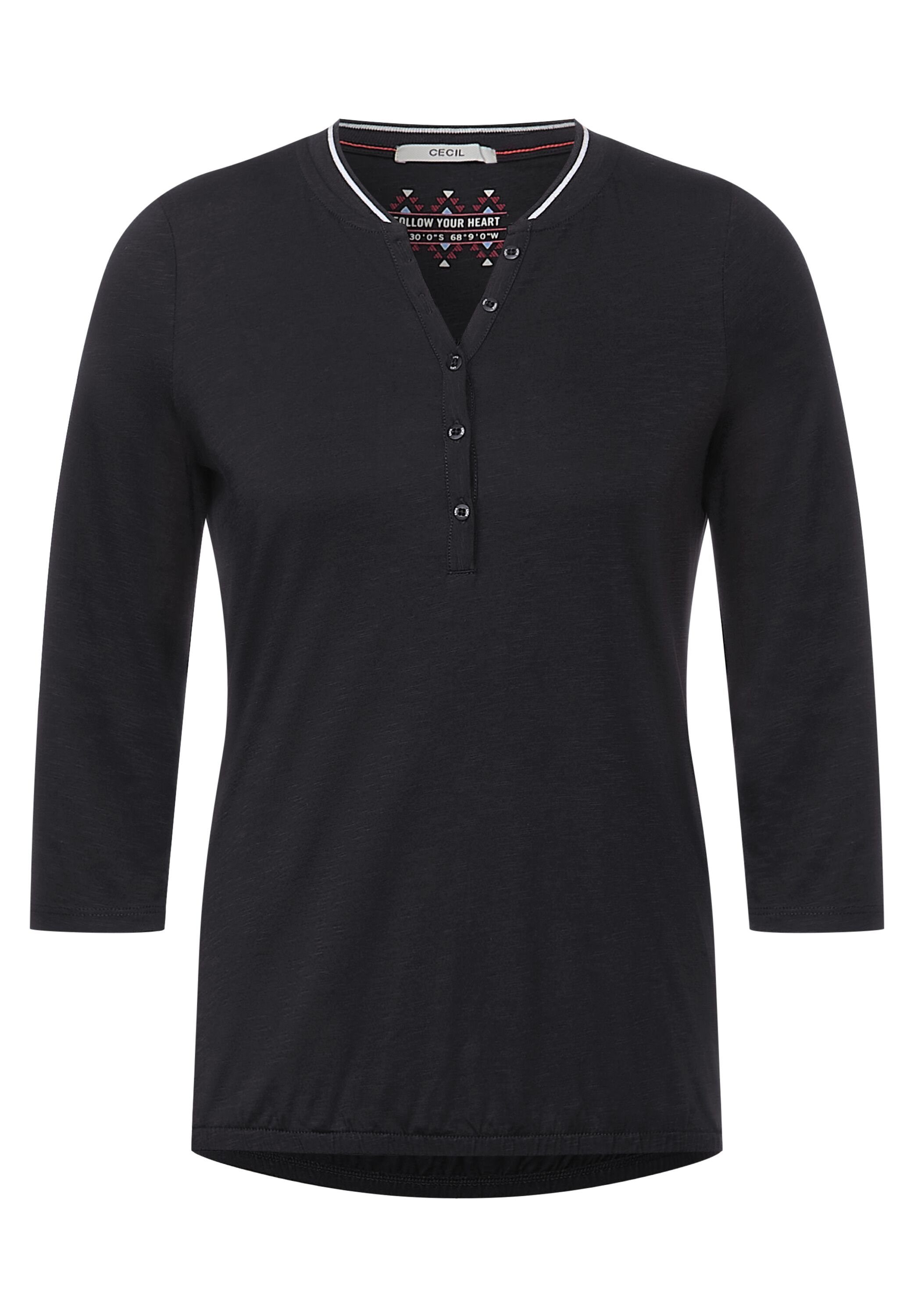 3/4-Arm-Shirt Knopfleiste Cecil grey mit carbon