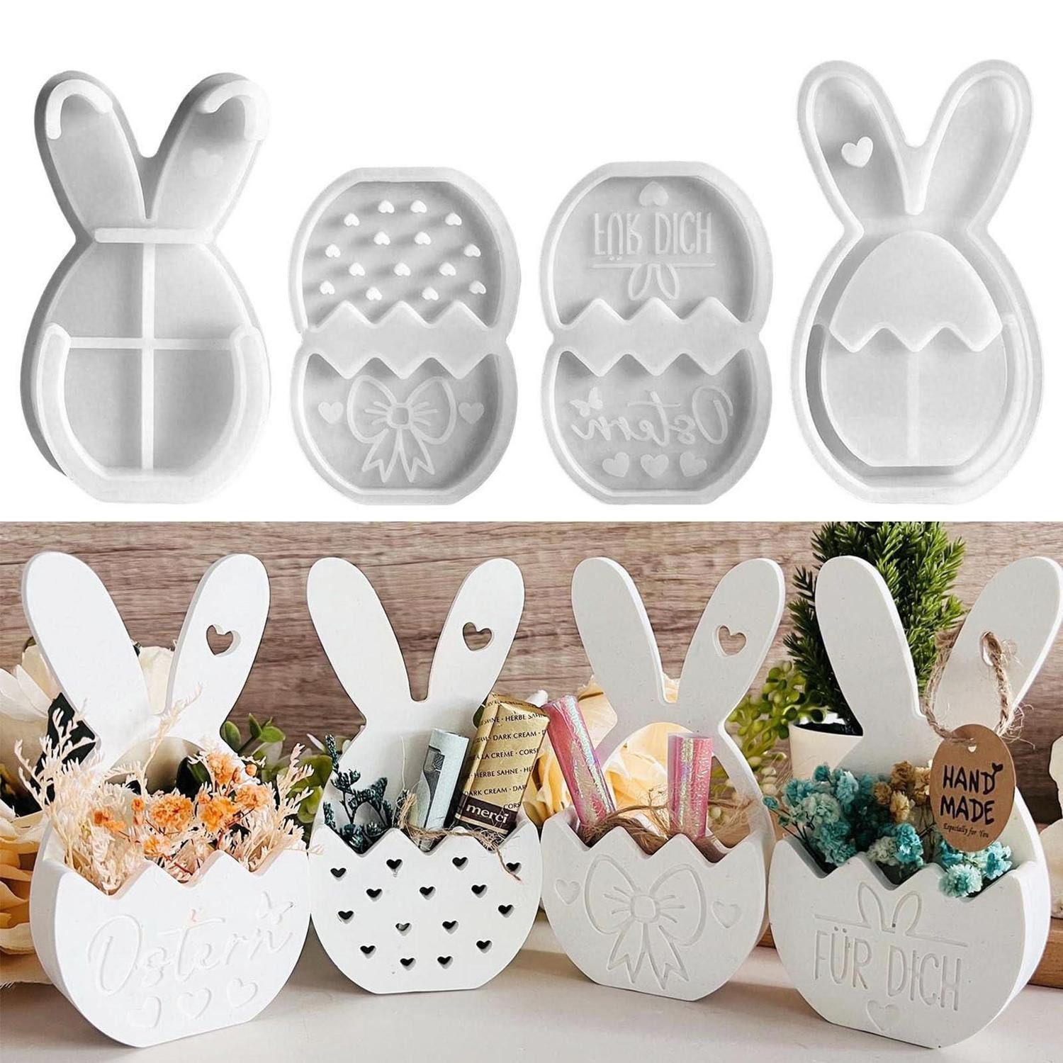 LuxusKollektion Silikonform Silikonformen Ostern 4er Set Hase Geldgeschenk, (4-tlg)