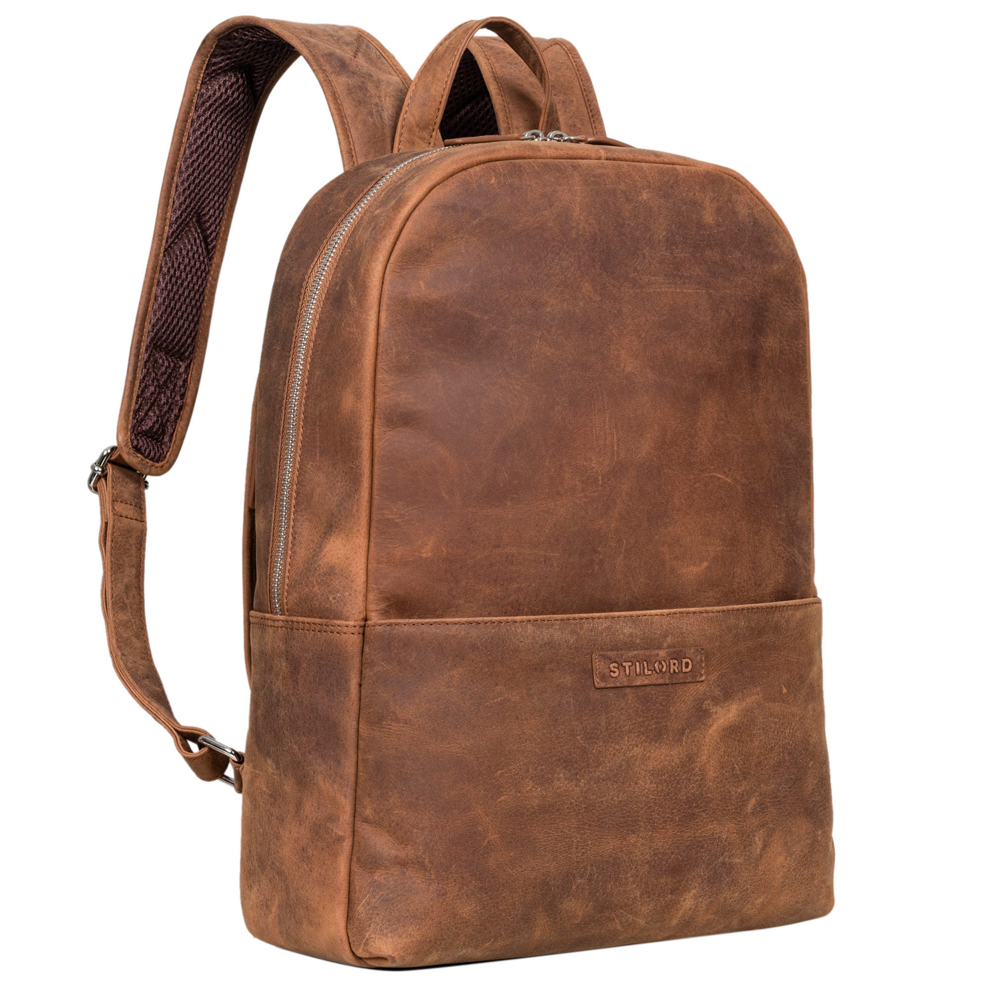 STILORD Notebook-Rucksack "Chicago" Leder Rucksack mit Laptopfach 13,3 Zoll