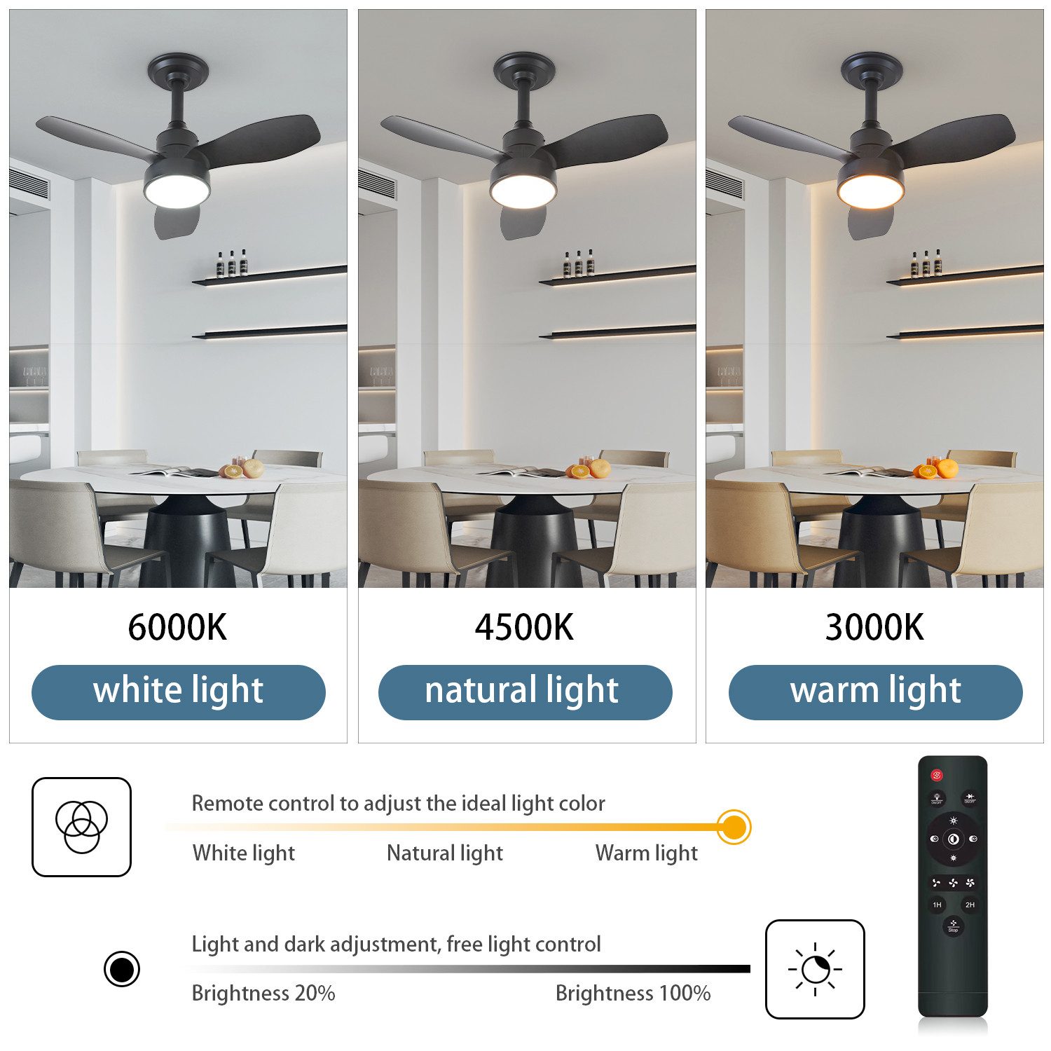 JDONG Deckenventilator mit Beleuchtung und Fernbedienung günstig online kaufen