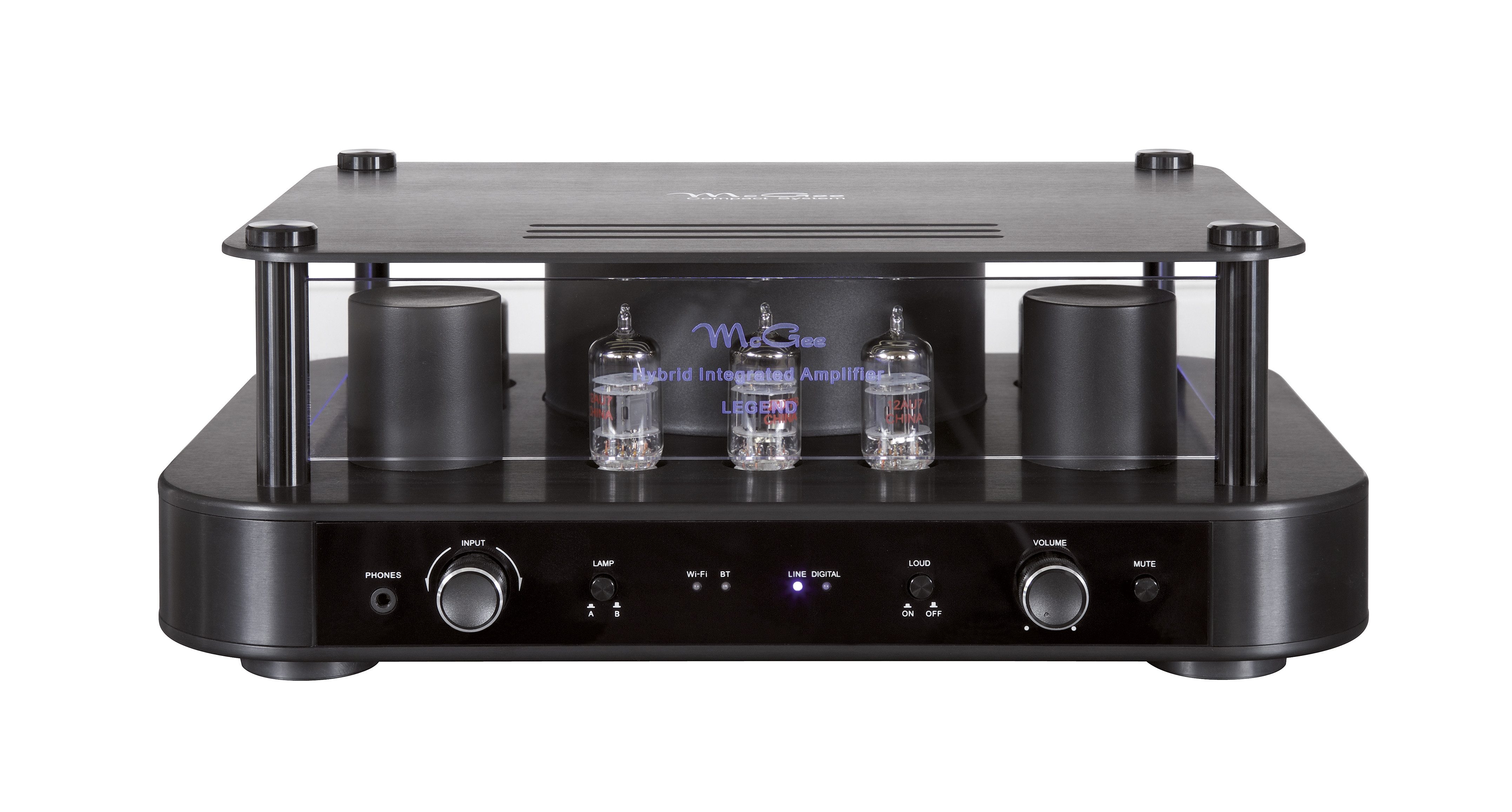 McGee Legend Vollverstärker (Anzahl Kanäle: 2-Kanal, 120 W, Röhren-Sound, Bluetooth & Wifi, modernes Design, LED-Beleuchtung)