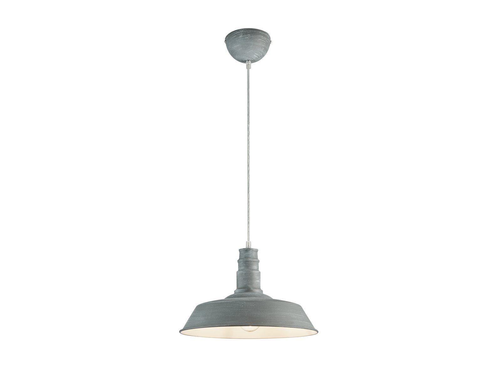 Reality Leuchten LED Pendelleuchte, LED wechselbar, Warmweiß, Fabrik-lampe im Industrial Style hängend über Esstisch Grau, Ø36cm