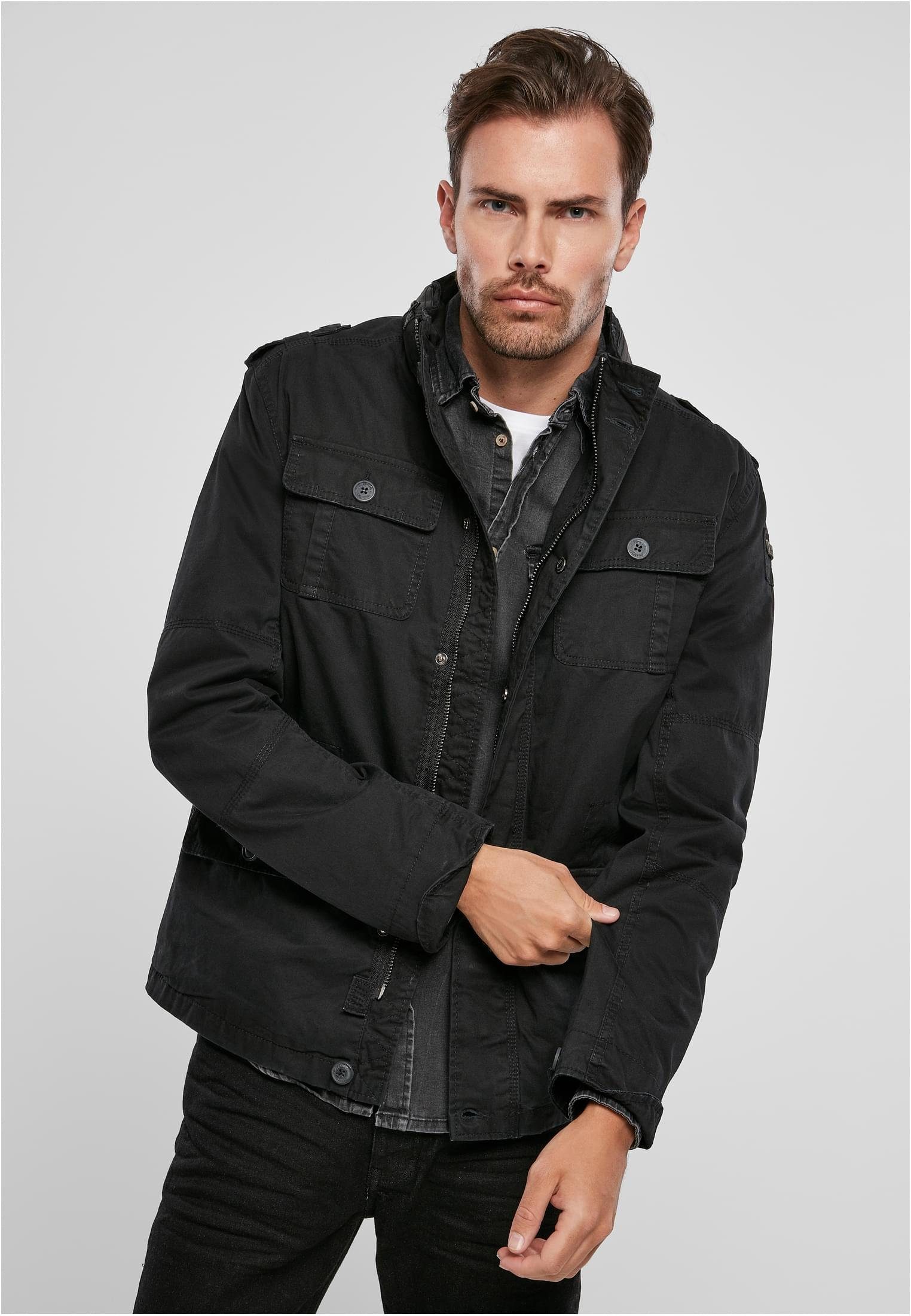 Brandit Outdoorjacke Herren Britannia Jacket (1-St), Stehkragen mit  Reißverschluss und versteckter Kapuze