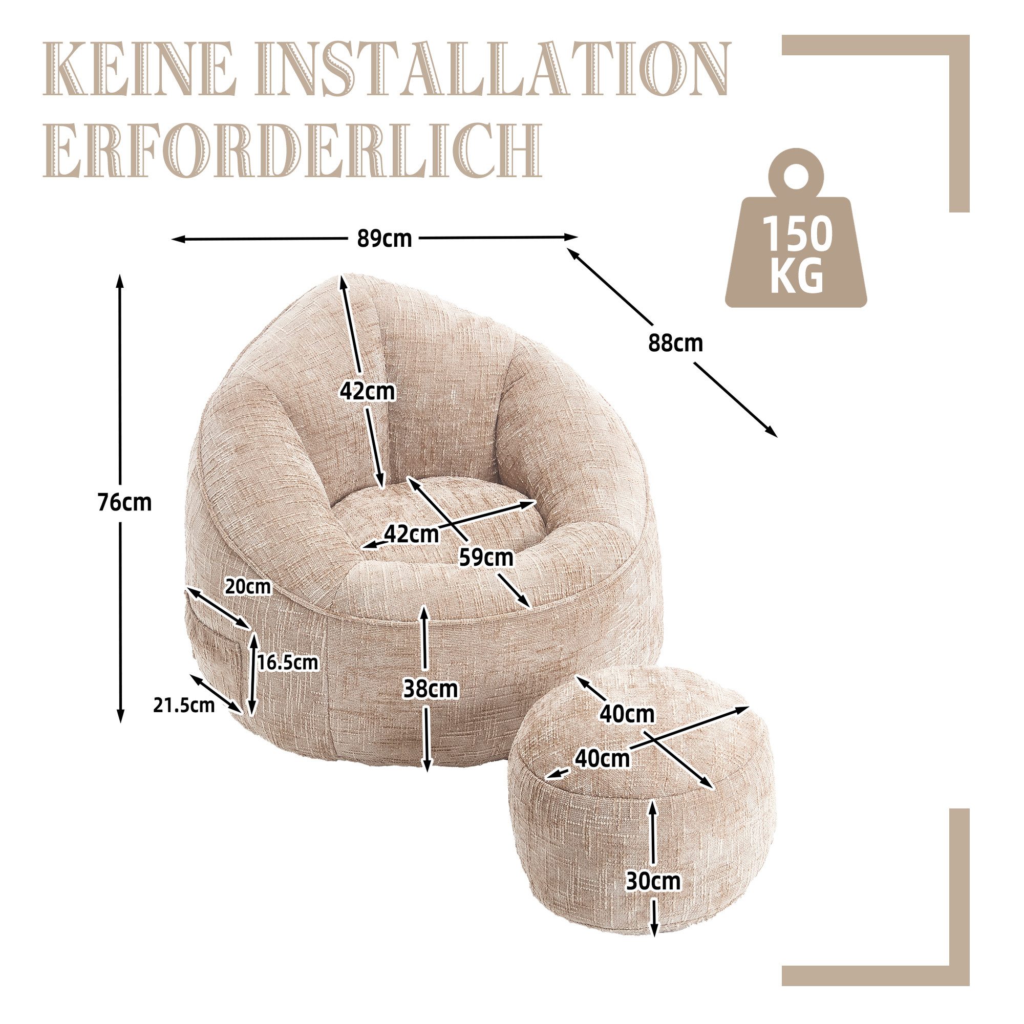 Celya Sitzsack Sofa Stuhl Hochdruck Schaumstoff günstig online kaufen